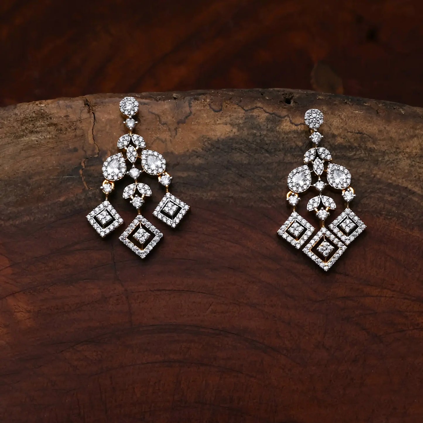 ZIRCON NECKLACE SET NN89 - WHITE - Two Tone Polish