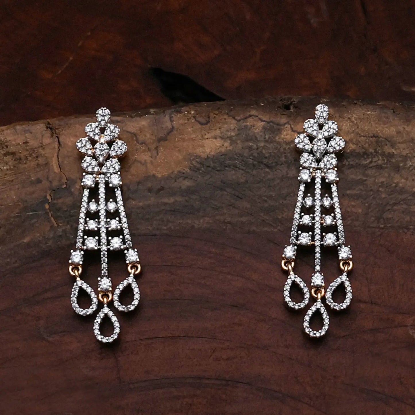 ZIRCON NECKLACE SET NN119 - WHITE - Two Tone Polish