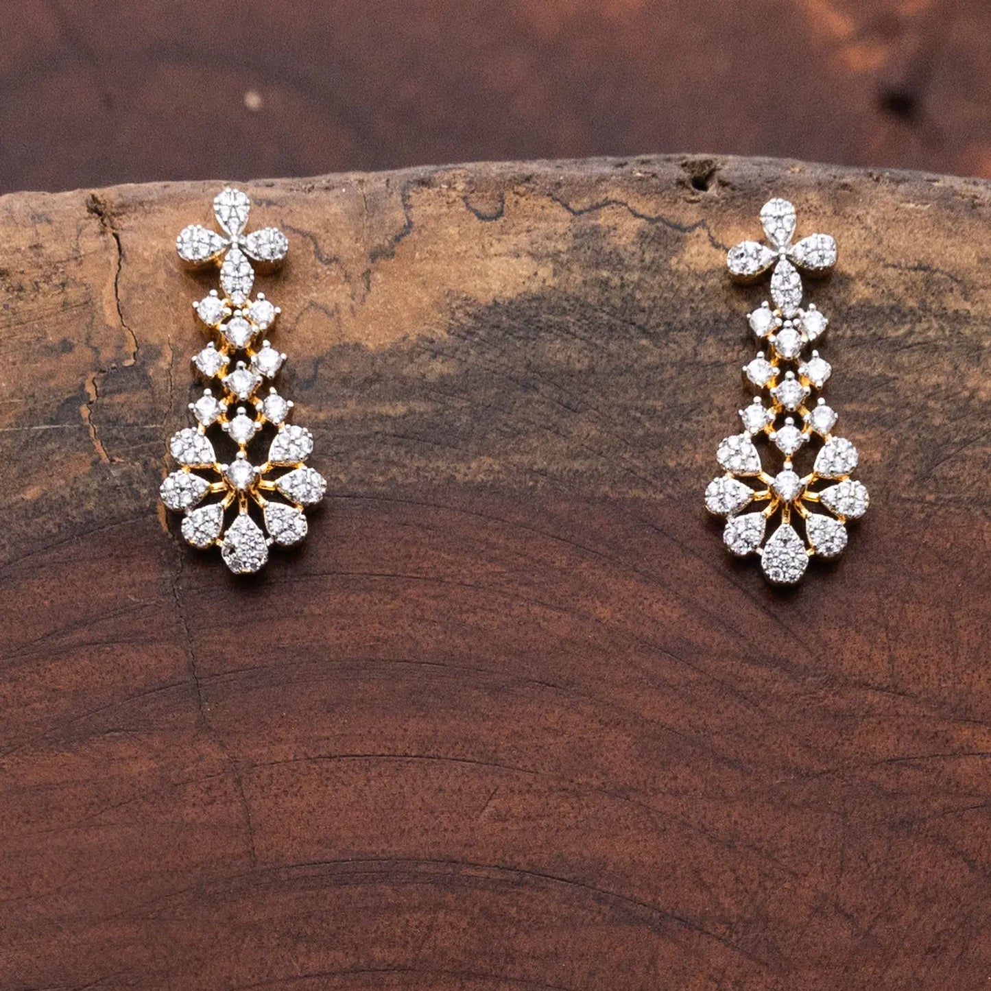 ZIRCON NECKLACE SET NN107 - WHITE - Two Tone Polish