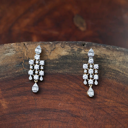 ZIRCON NECKLACE SET NN98 - WHITE - Two Tone Polish