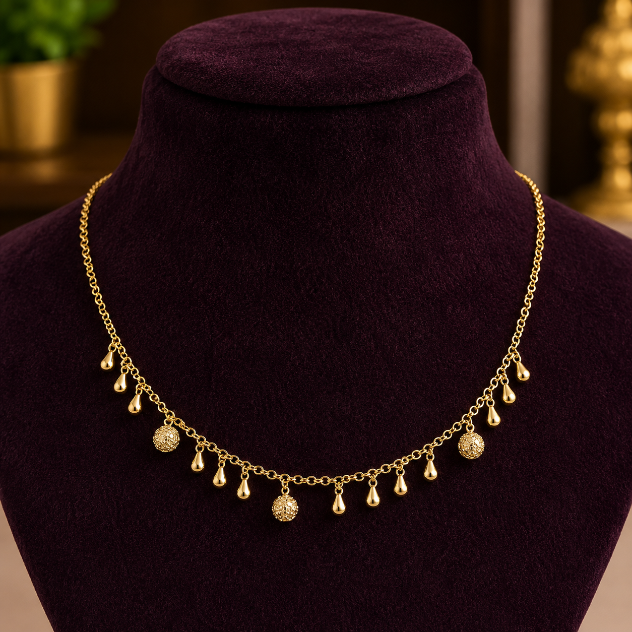Handcrafted Minimalist Gold-Plated Teardrop Drop Chain Necklace