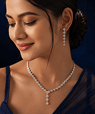 Minimal Pearl Drop Necklace & Earring Set