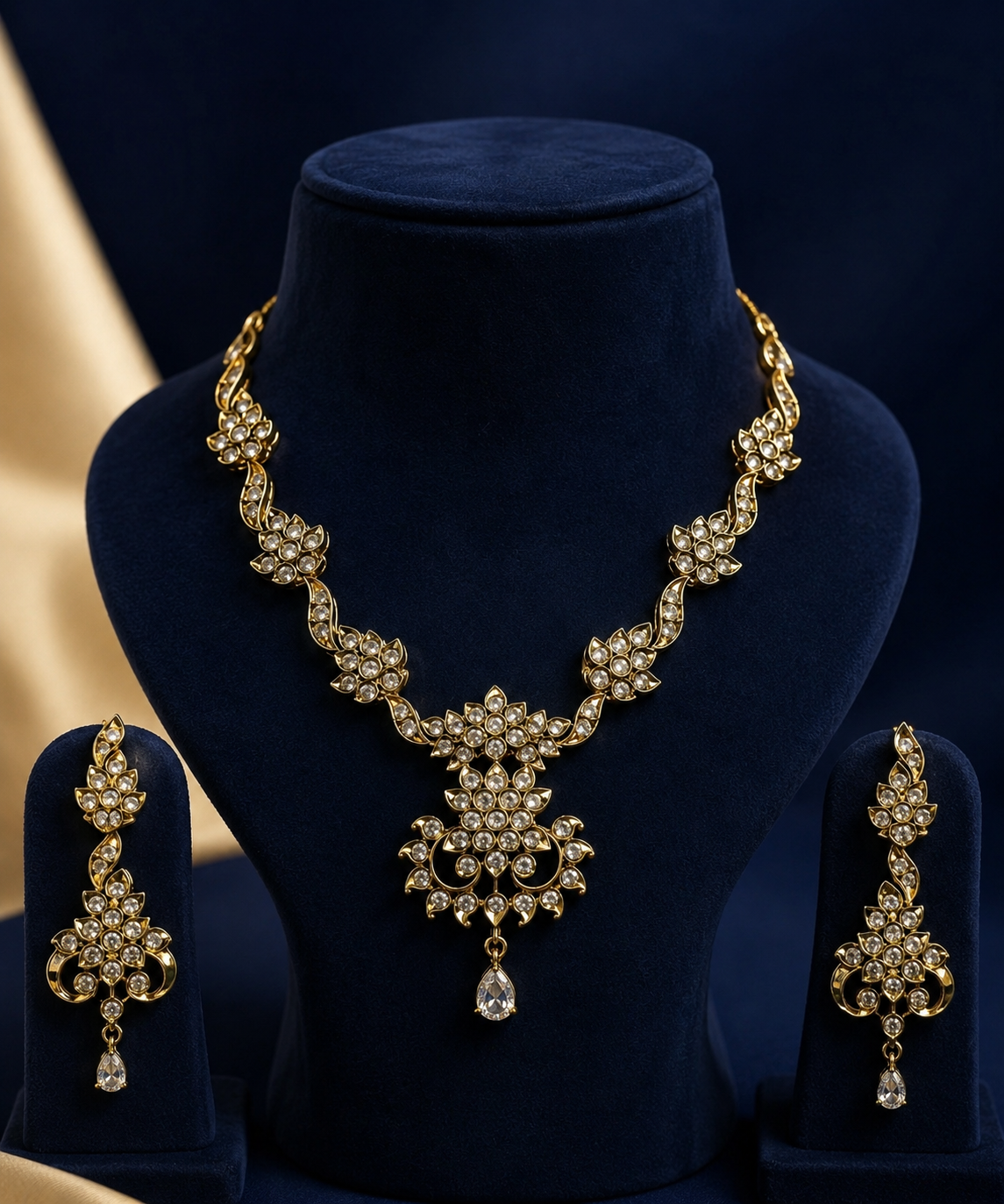 Ornate Scrollwork Gold-Tone Necklace Set