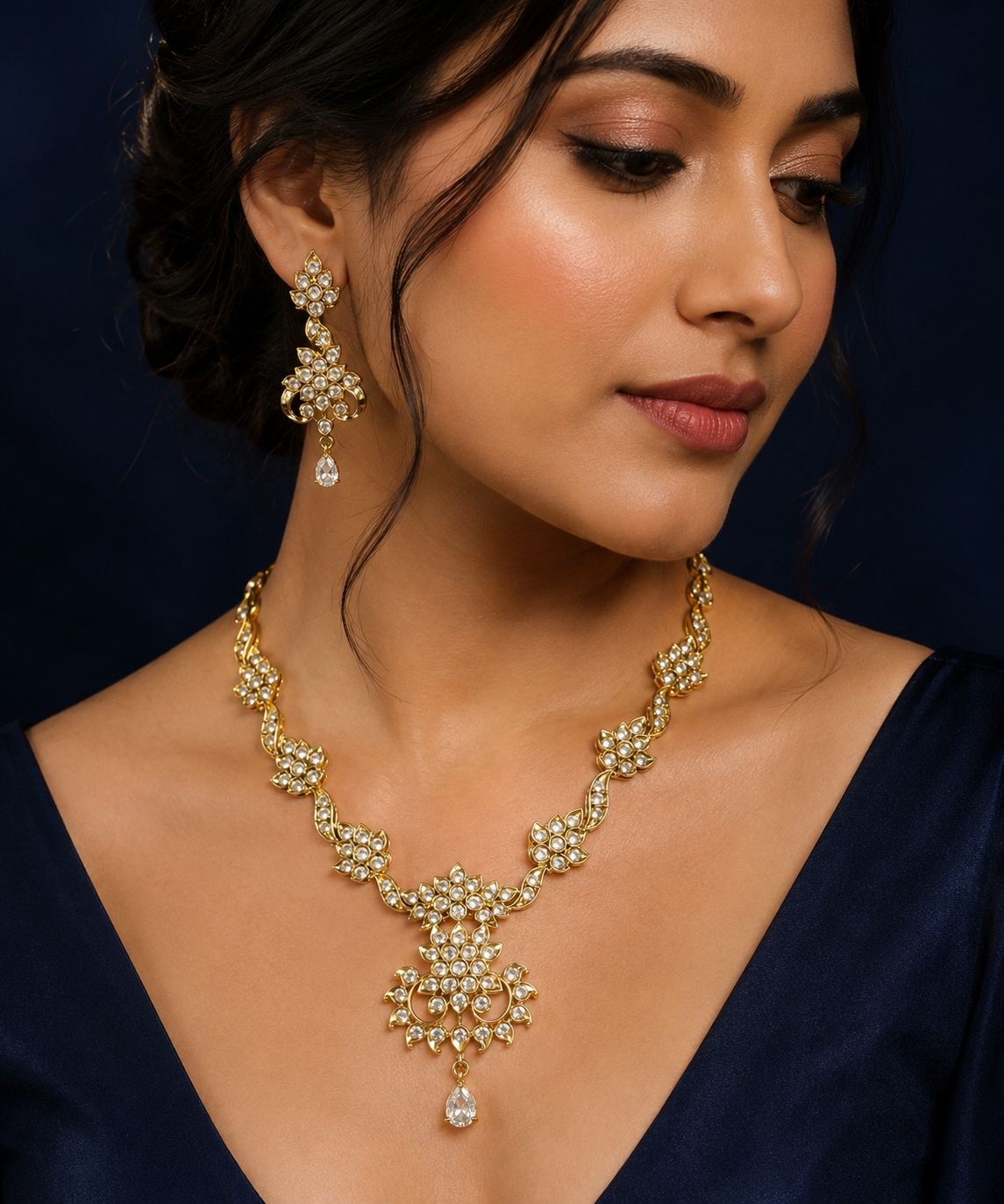 Ornate Scrollwork Gold-Tone Necklace Set