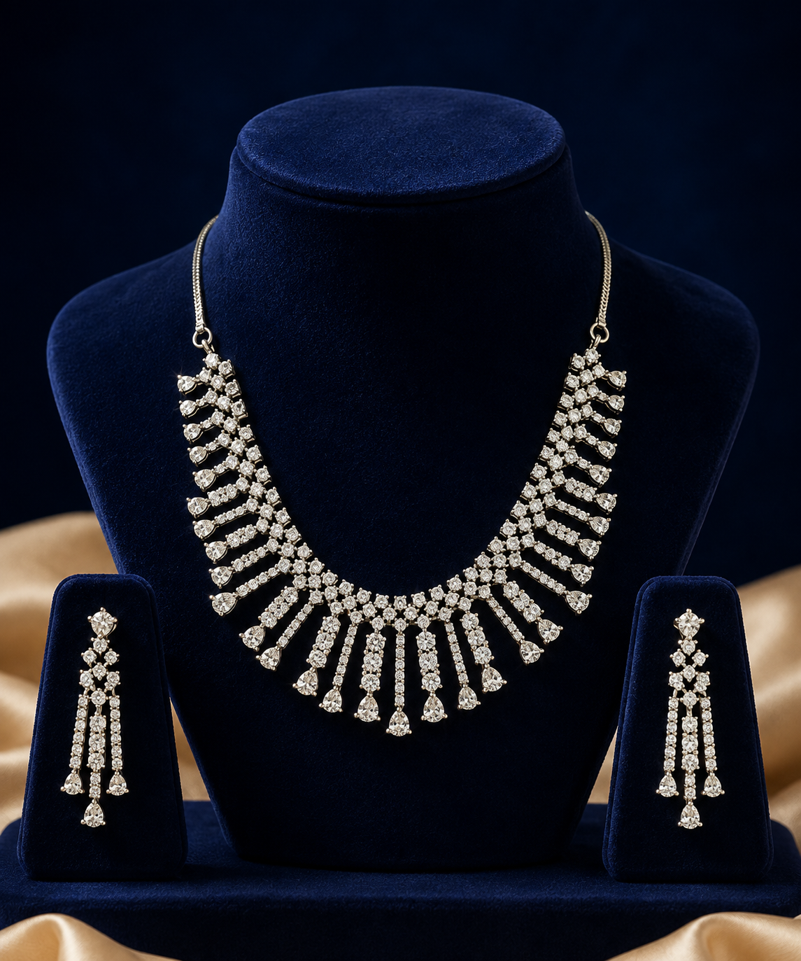Radiant Layered Teardrop Gold Necklace Set