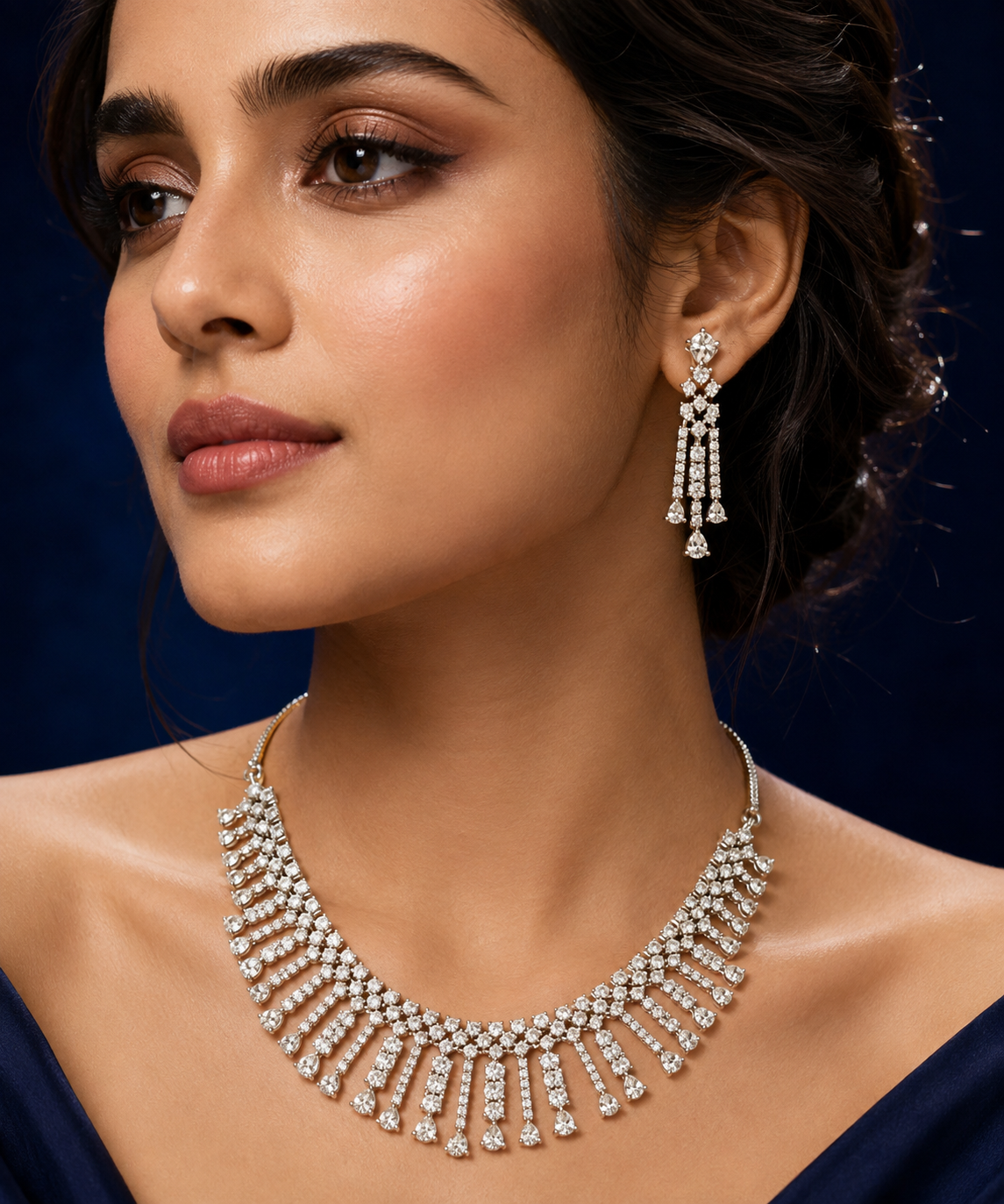 Radiant Layered Teardrop Gold Necklace Set