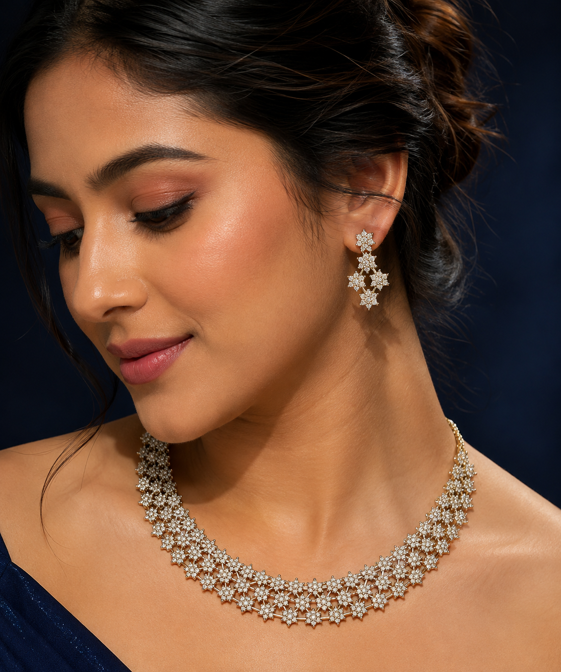 Dazzling Cluster-Link Necklace & Earring Set