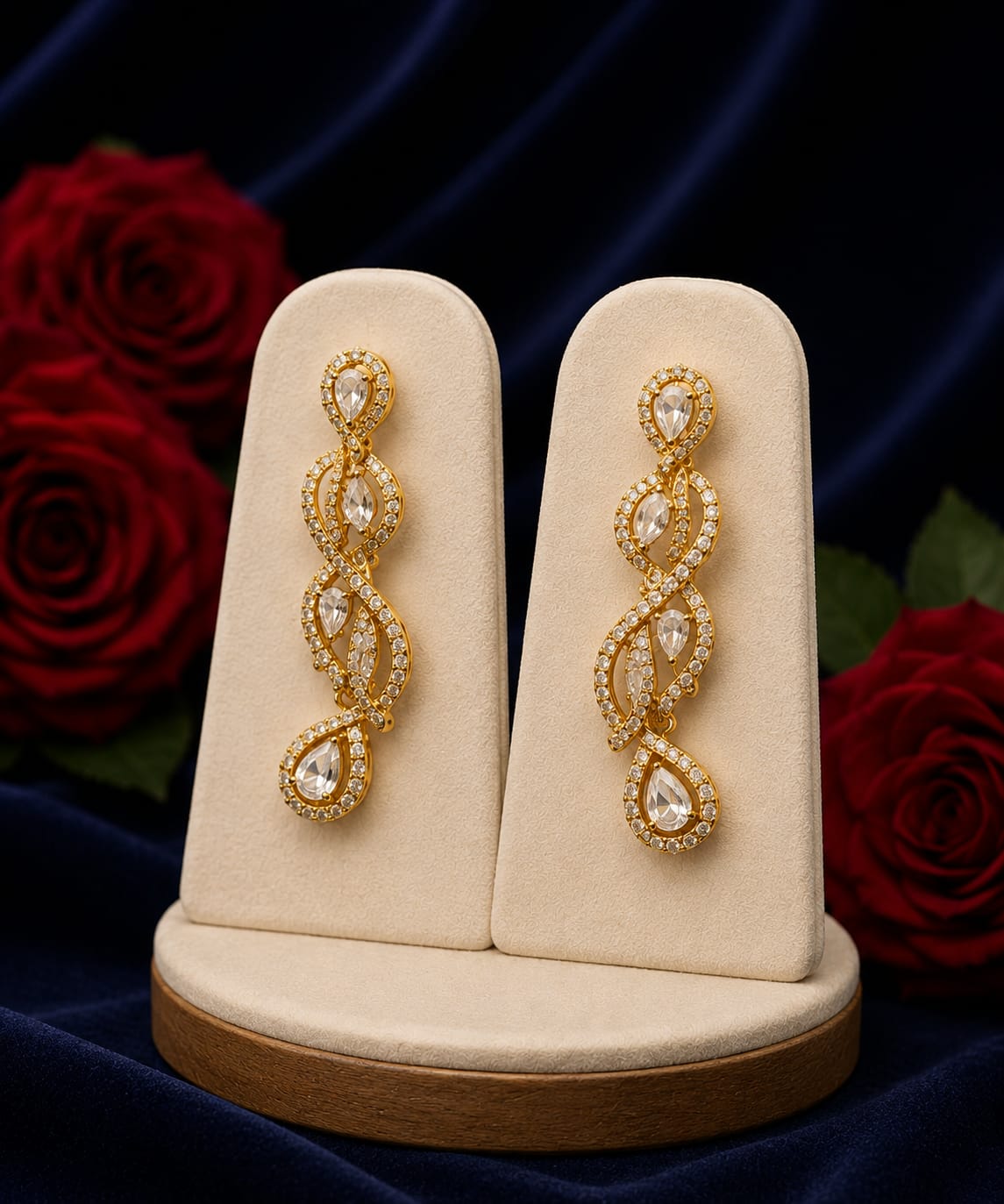 Golden Leaf-Link Necklace & Earring Set