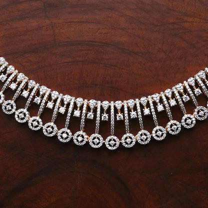ZIRCON NECKLACE SETNN111 - WHITE - Two Tone Polish