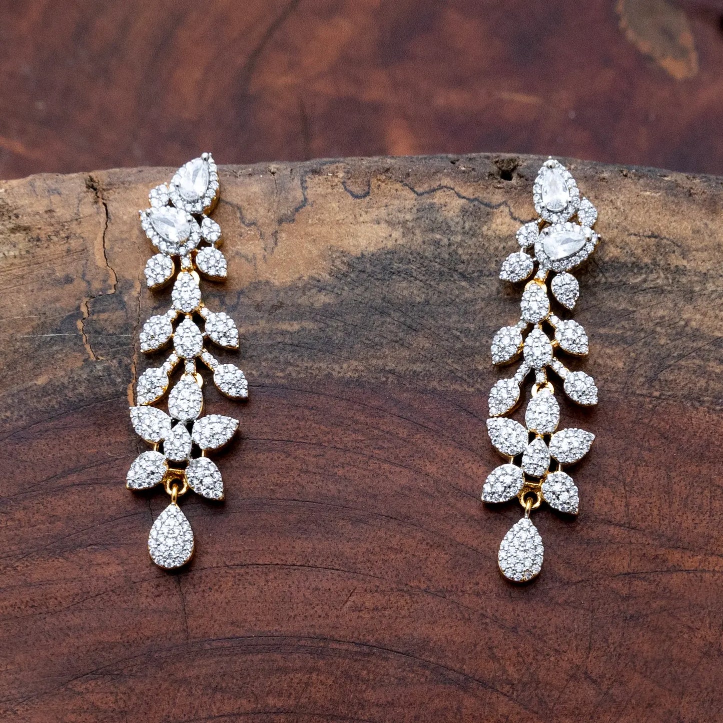 ZIRCON NECKLACE SET NN99 - WHITE - Two Tone Polish