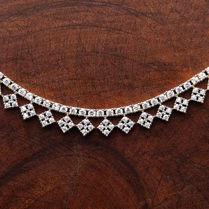 ZIRCON NECKLACE SET DKNS11 - WHITE - Two Tone Polish