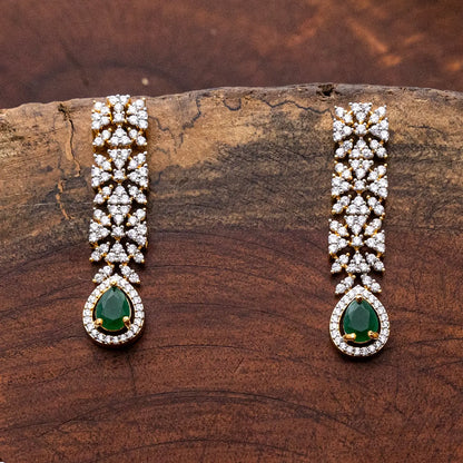 ZIRCON NECKLACE SET NN96 - RED N GREEN - Two Tone Polish