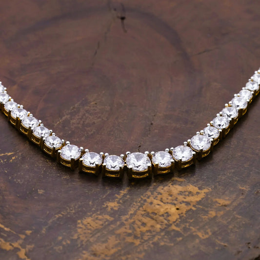 ZIRCON NECKLACE SET NN62 - WHITE - Two Tone Polish