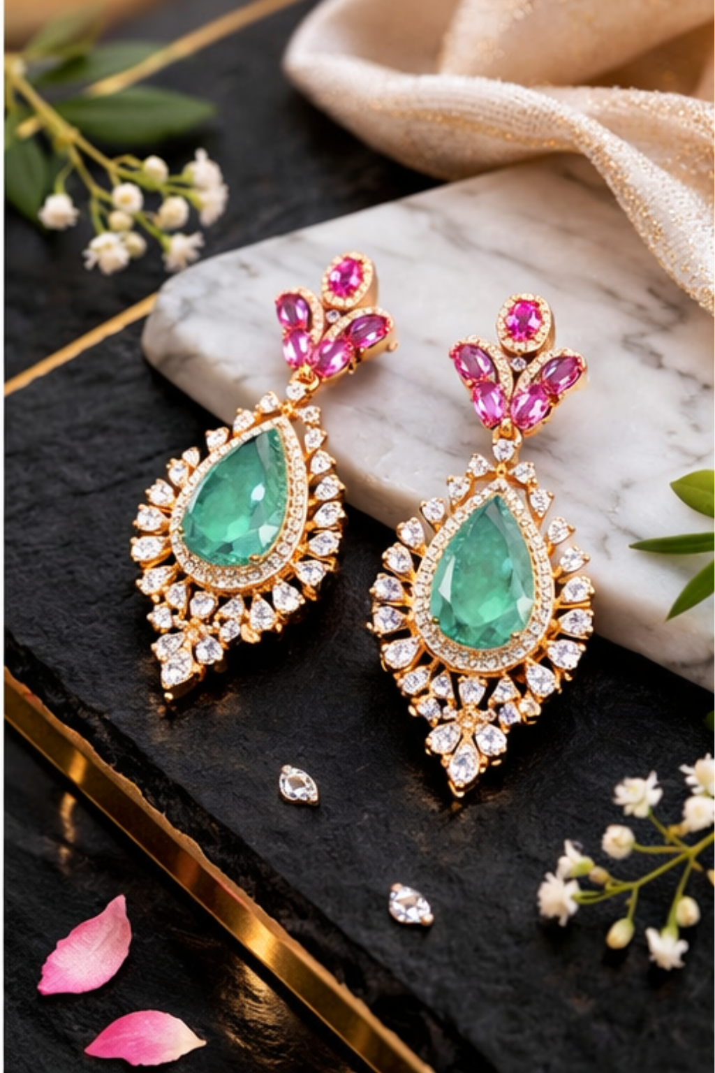 Mint Green Zircon Dangler Earrings