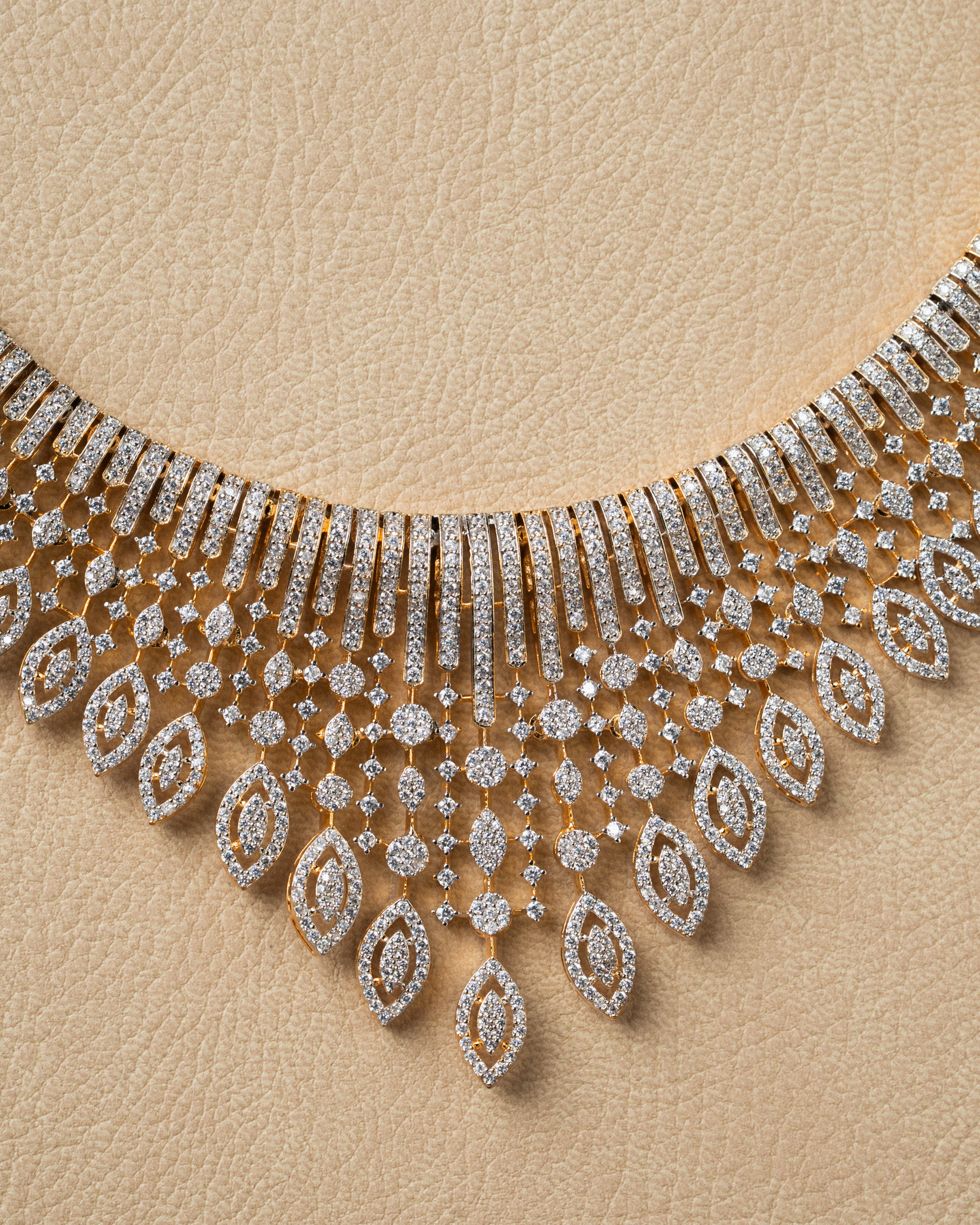 V-Shaped Zircon Necklace Set