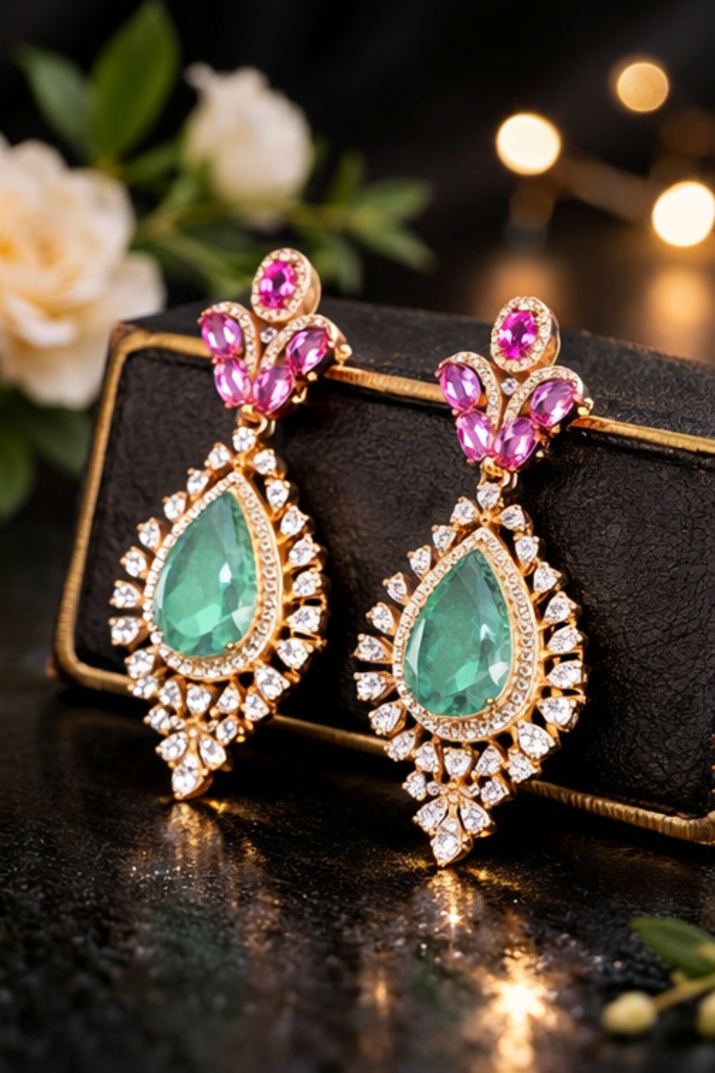 Mint Green Zircon Dangler Earrings
