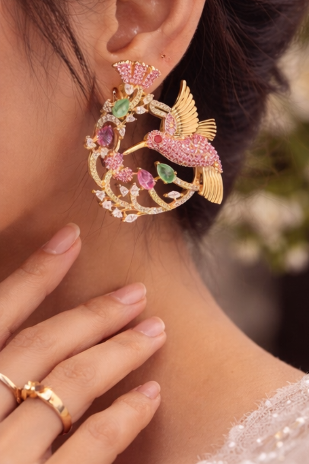 Hummingbird Zircon Designer Earrings