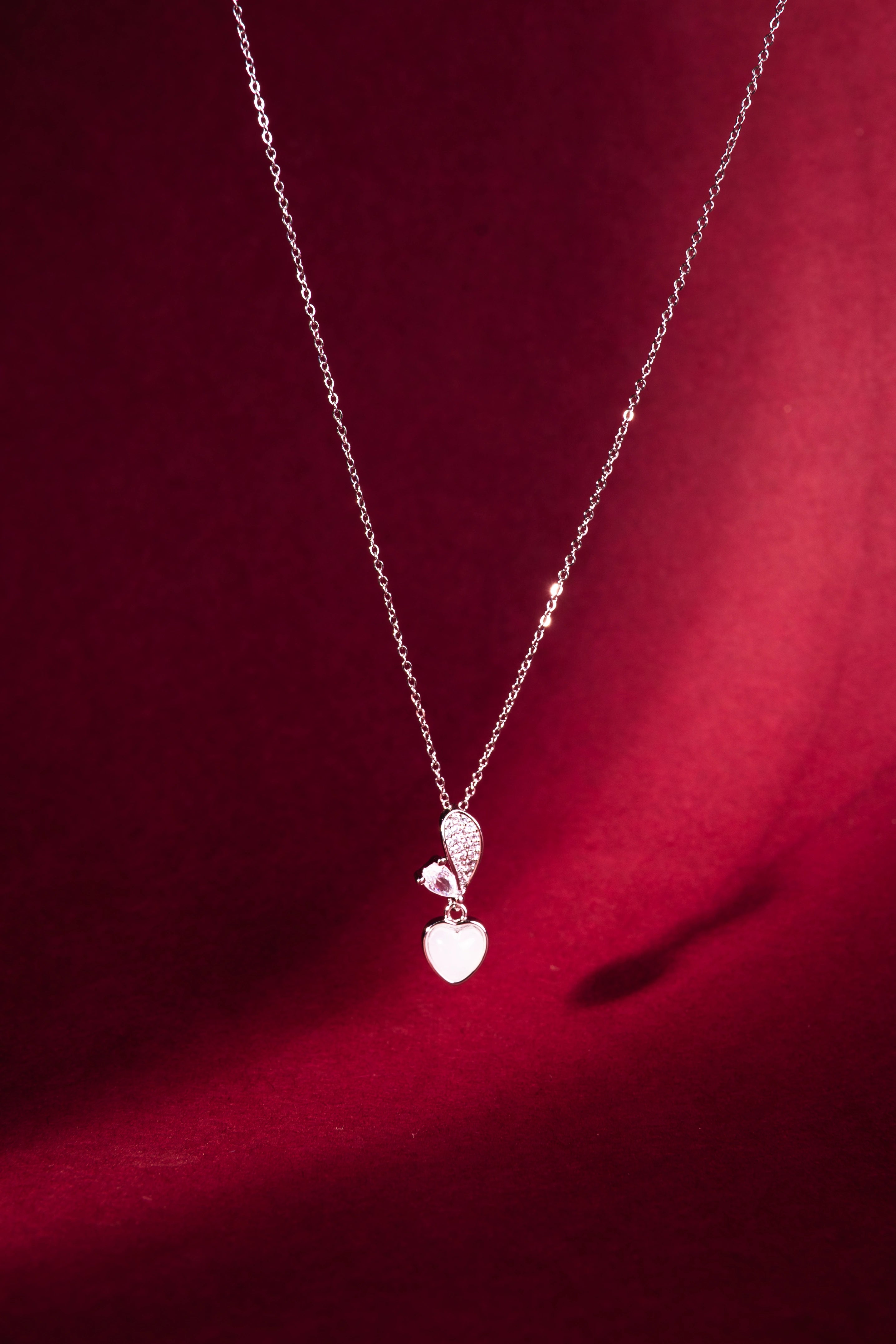 Blush Heart Elegance Pendant | Premium Lightweight Daily Wear | Anti-Tarnish Finish