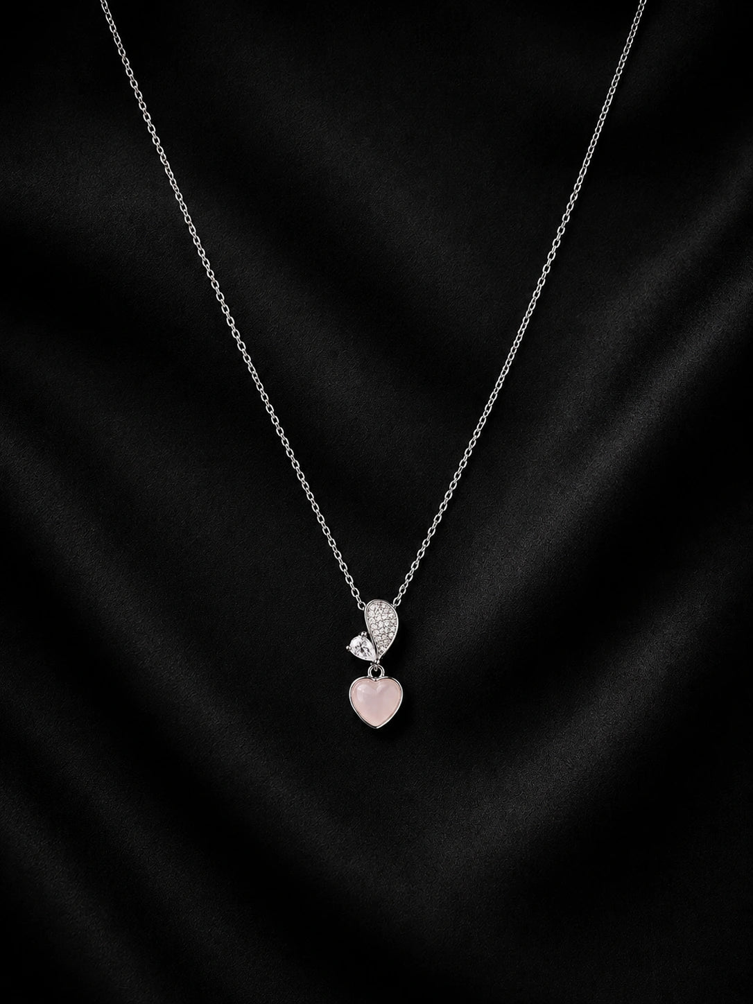 Blush Heart Elegance Pendant | Premium Lightweight Daily Wear | Anti-Tarnish Finish