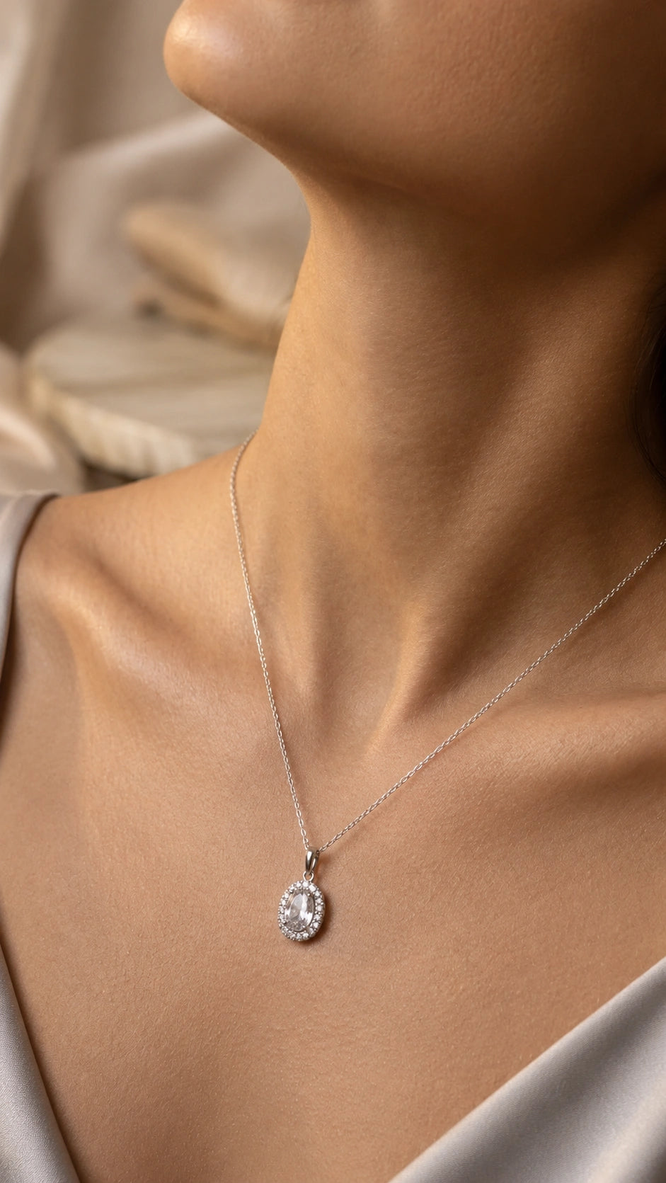 Classic Oval Crystal Pendant   | Timeless Daily Wear Jewellery | Lightweight & Anti-Tarnish