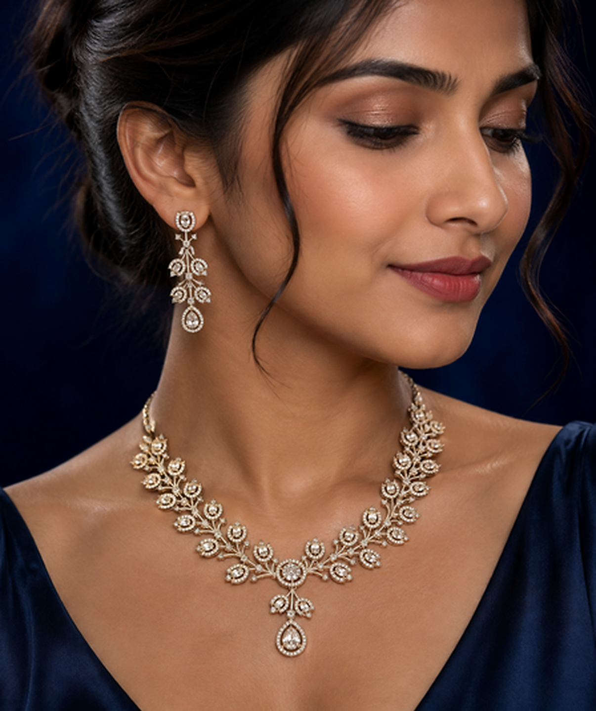 Elegant Scrollwork Teardrop Necklace & Earring Set
