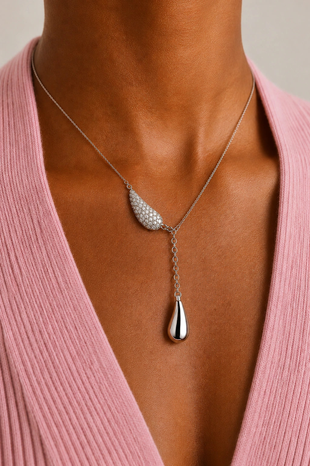 Crystal Dewdrop Lariat Pendant – Elegant Daily Wear   for Women
