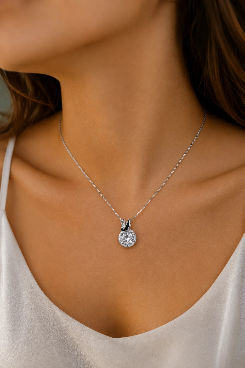 Crystal Halo Charm Pendant | Elegant Minimalist Design | Premium Everyday Wear