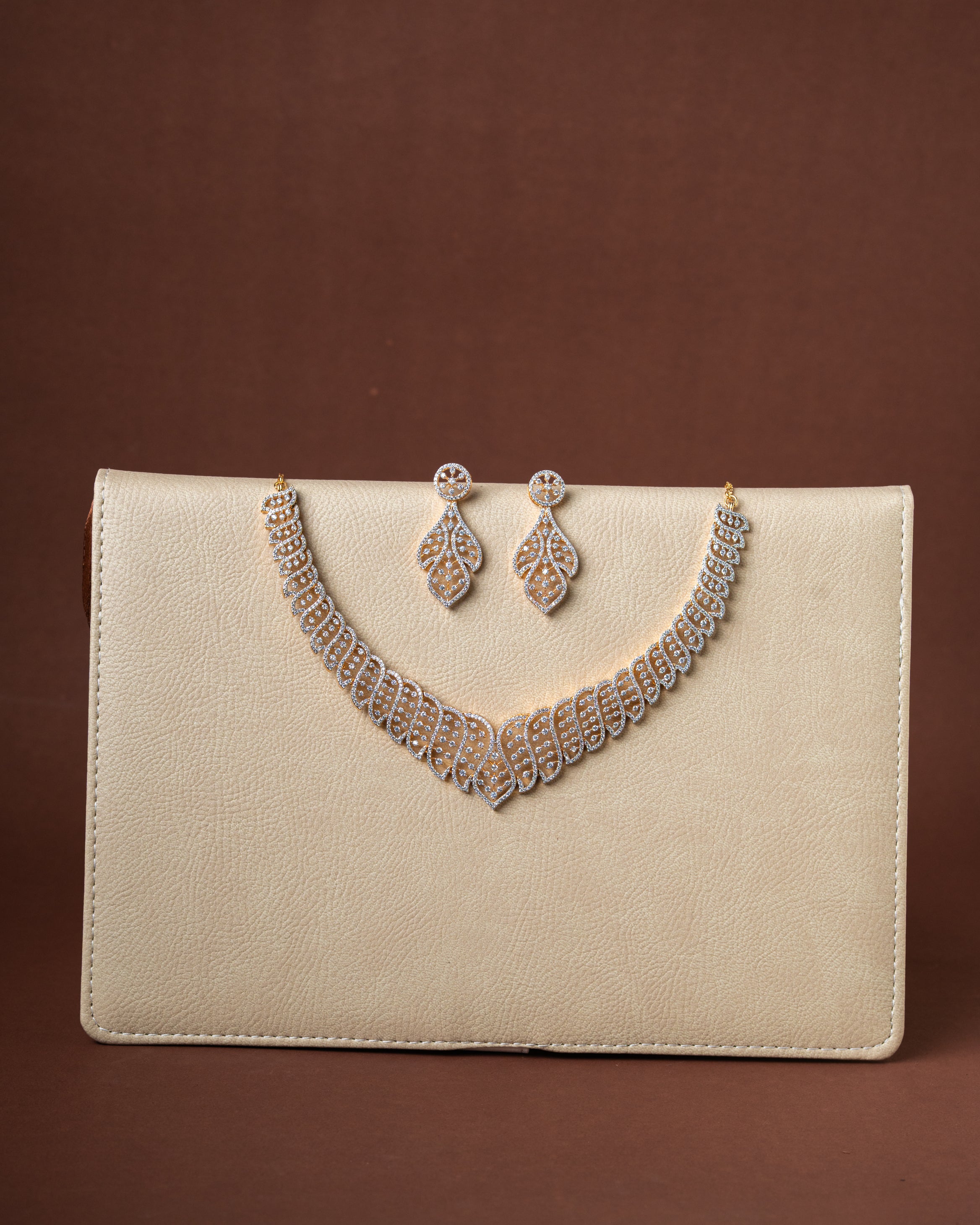 AD Zircon & Solitaire Necklace Set – Premium Party Wear