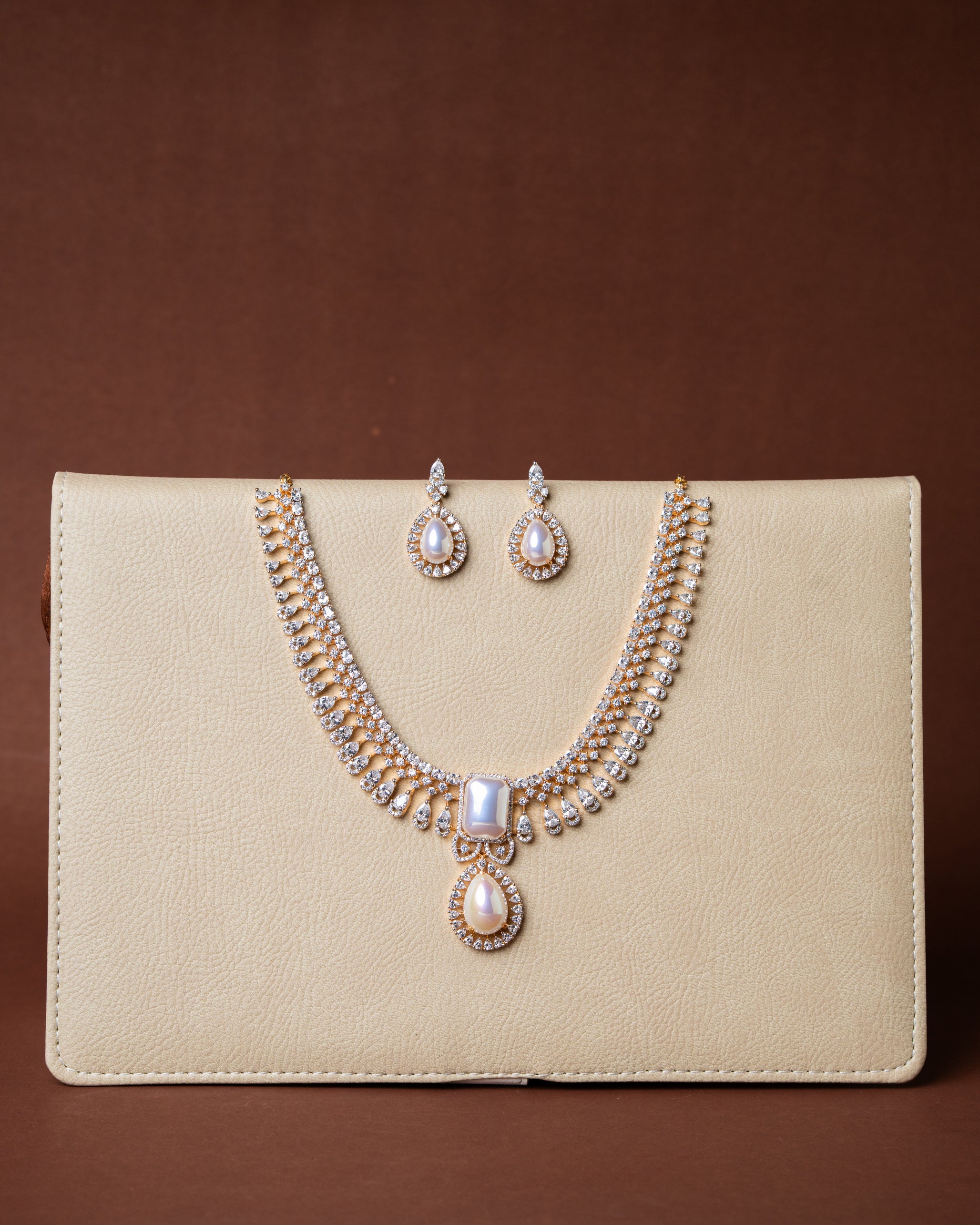 Zircon & Pearl Necklace Set – Premium Party Wear Jewelry