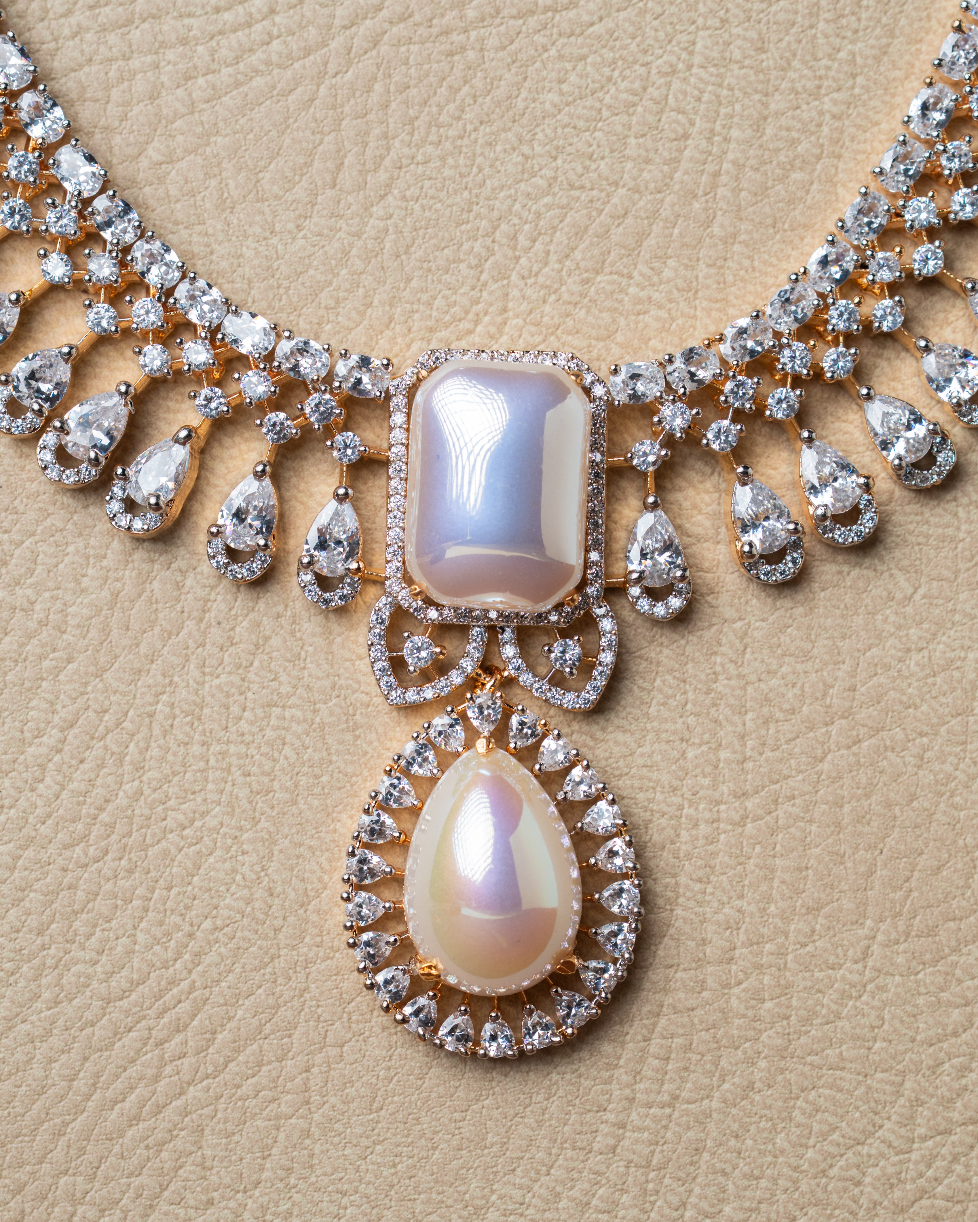 Zircon & Pearl Necklace Set – Premium Party Wear Jewelry