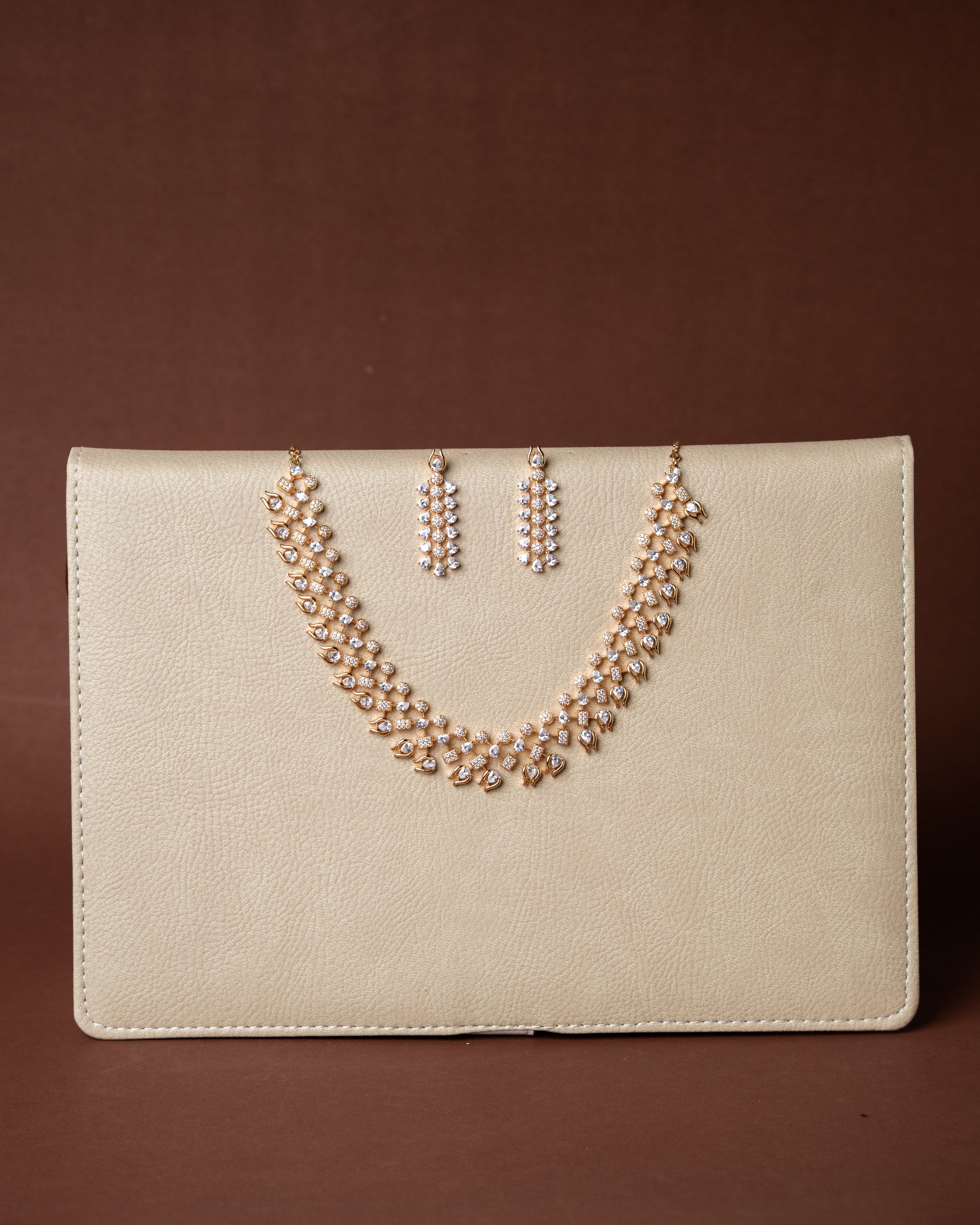 Rose Gold Plated AD (American Diamond) Jewellery Set.