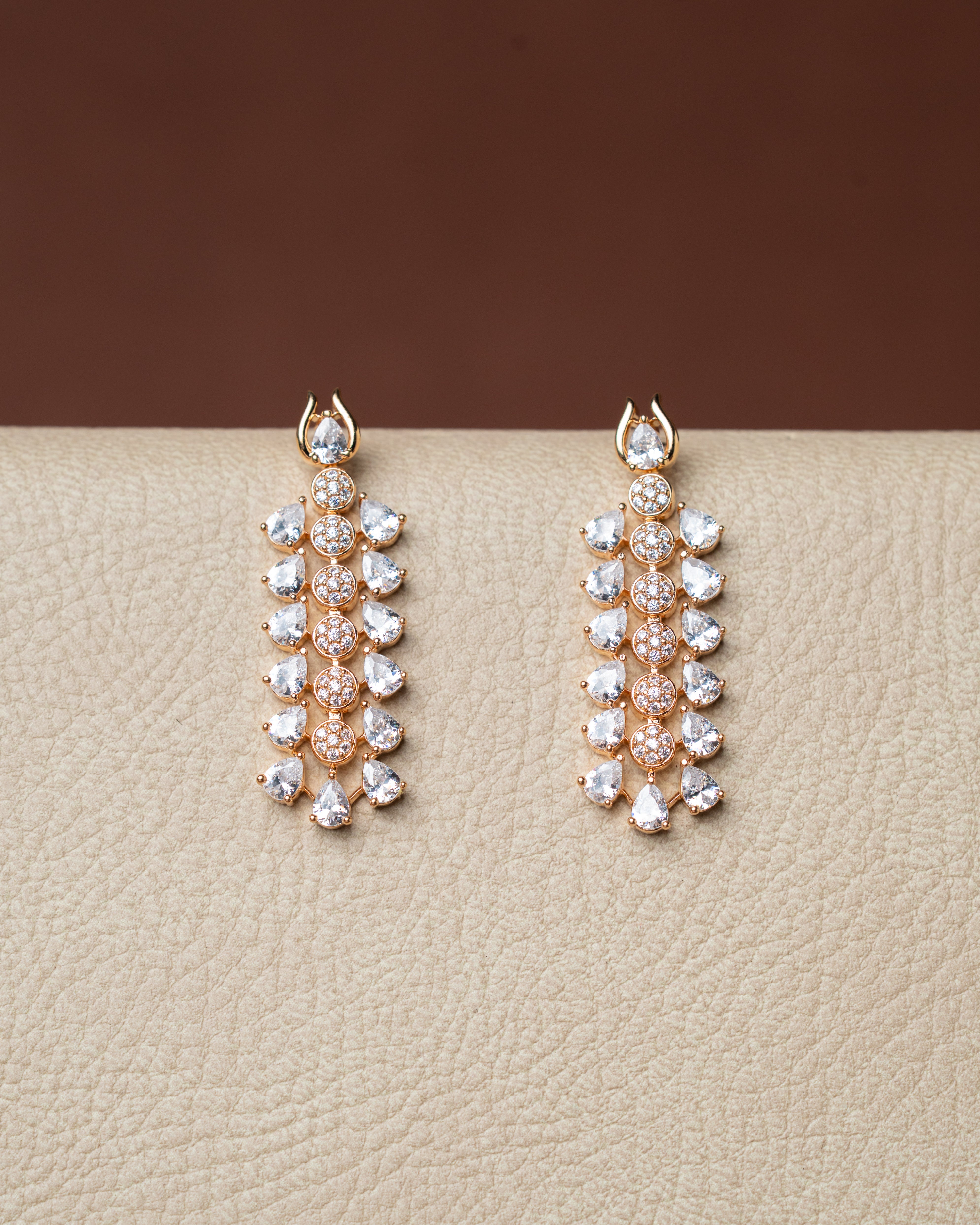 Rose Gold Plated AD (American Diamond) Jewellery Set.