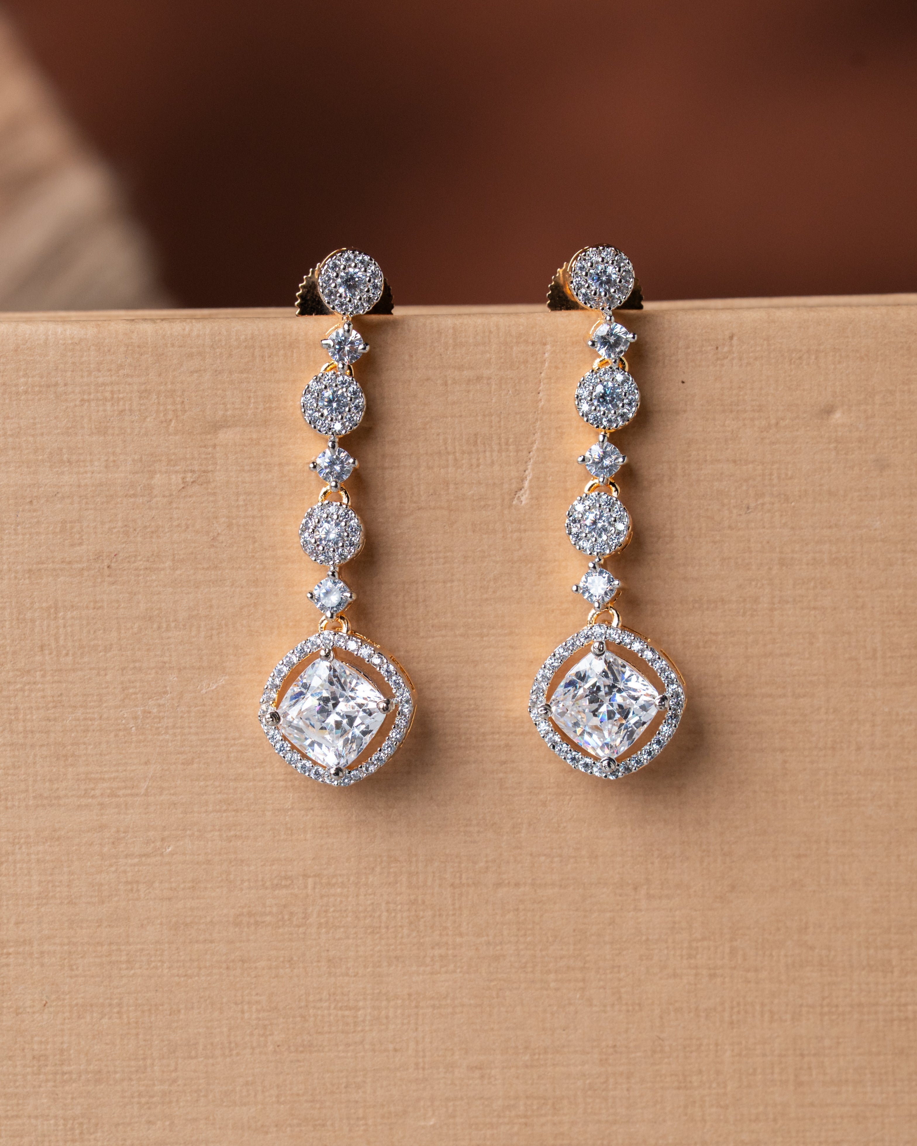 Gold-Toned Ruby & AD Solitaire Necklace Set