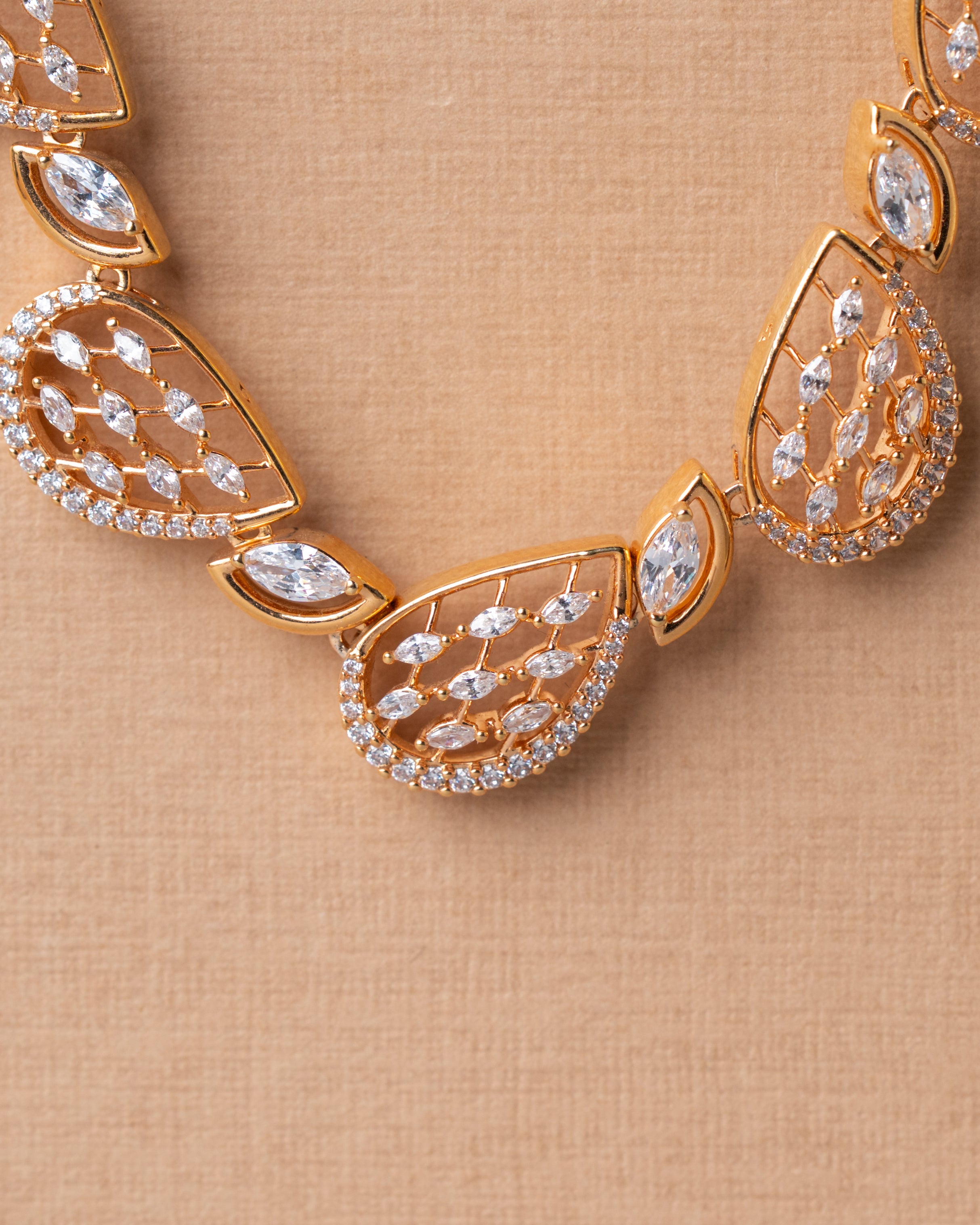 Gold-Toned Teardrop Marquess Real Look-Alike Necklace Set