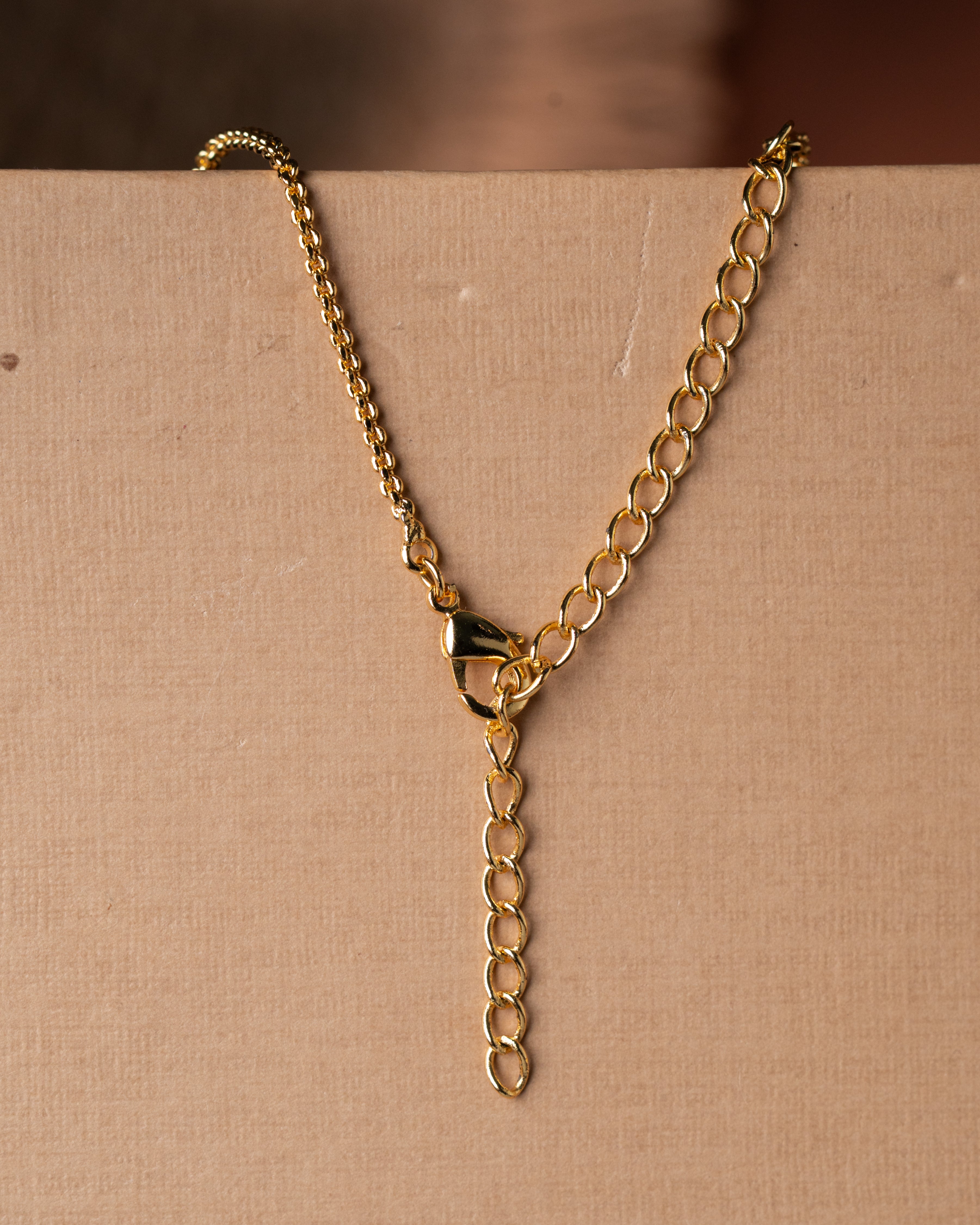 Gold-Toned Zigzag Link Statement AD Necklace Set