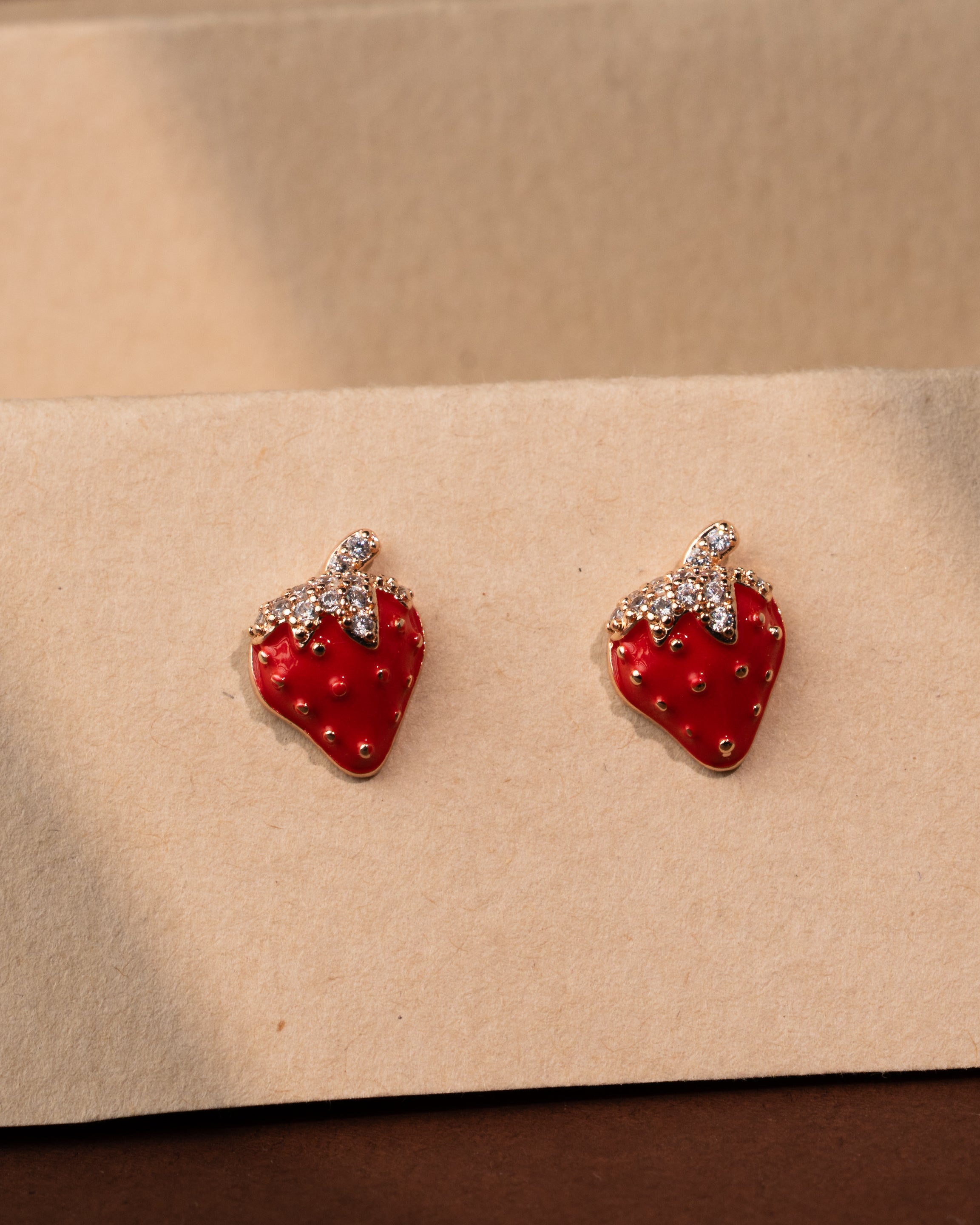 Strawberry Sparkle Stud Earrings