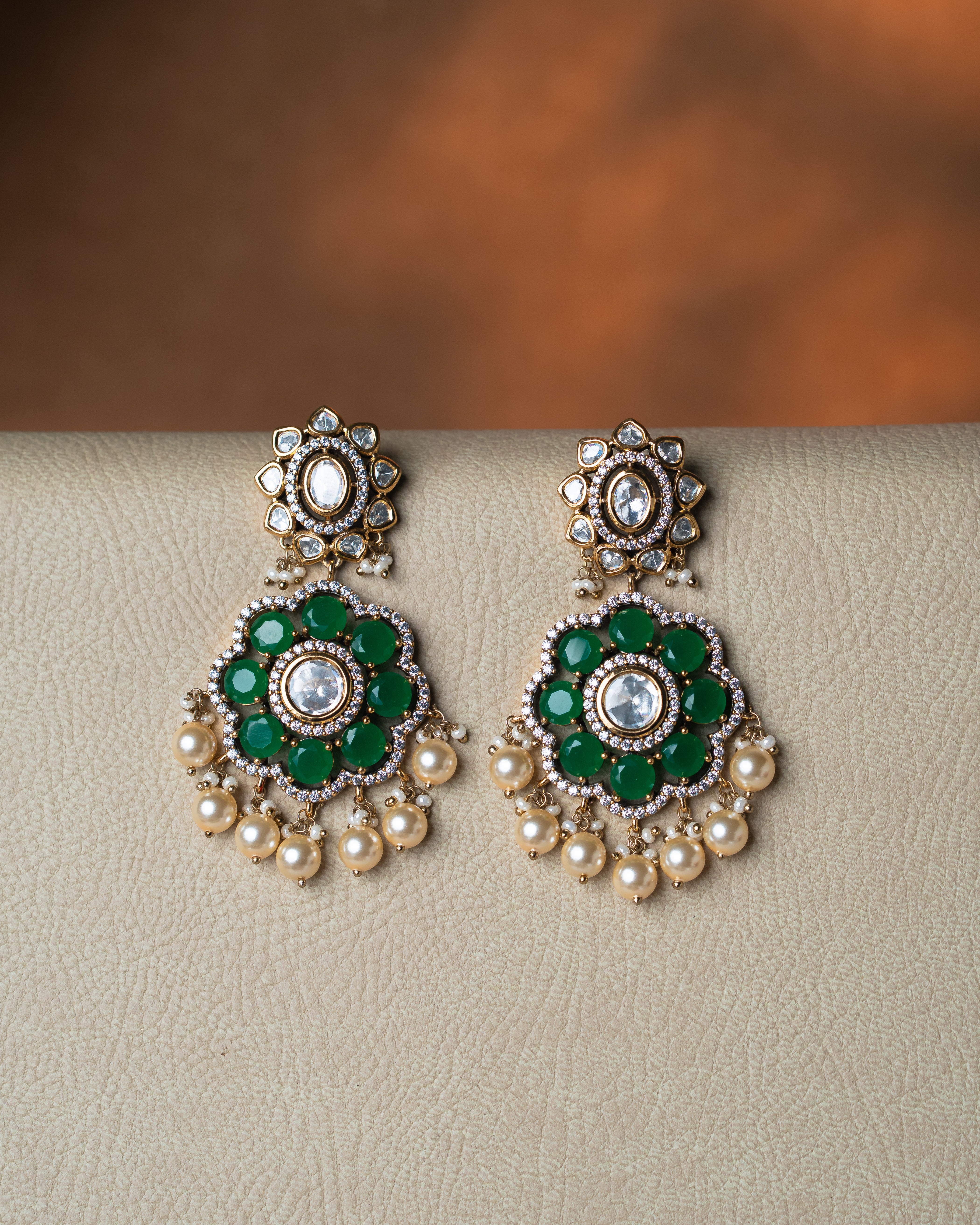 victorian kundan double layer necklace set