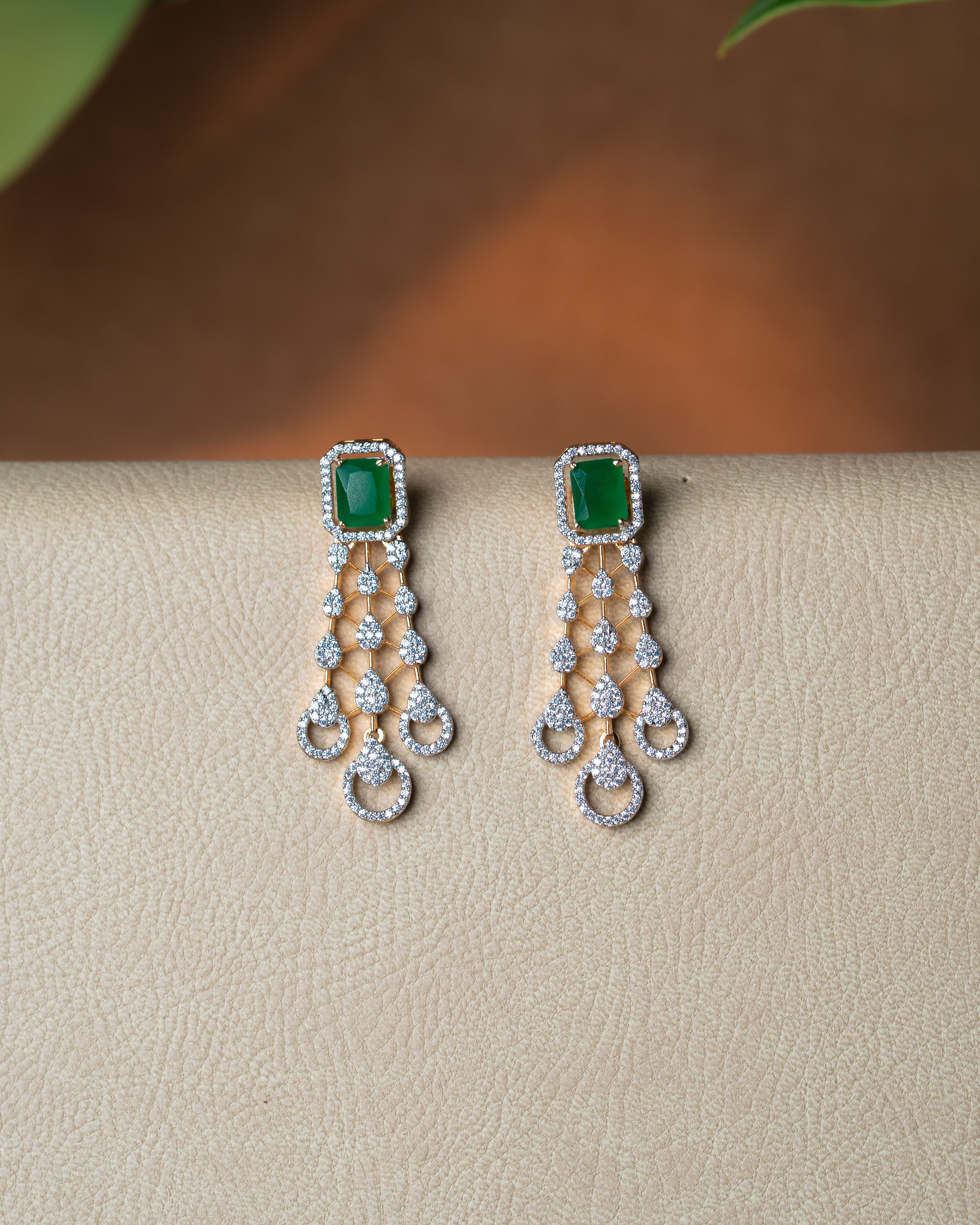 emerald square z diamond necklace set