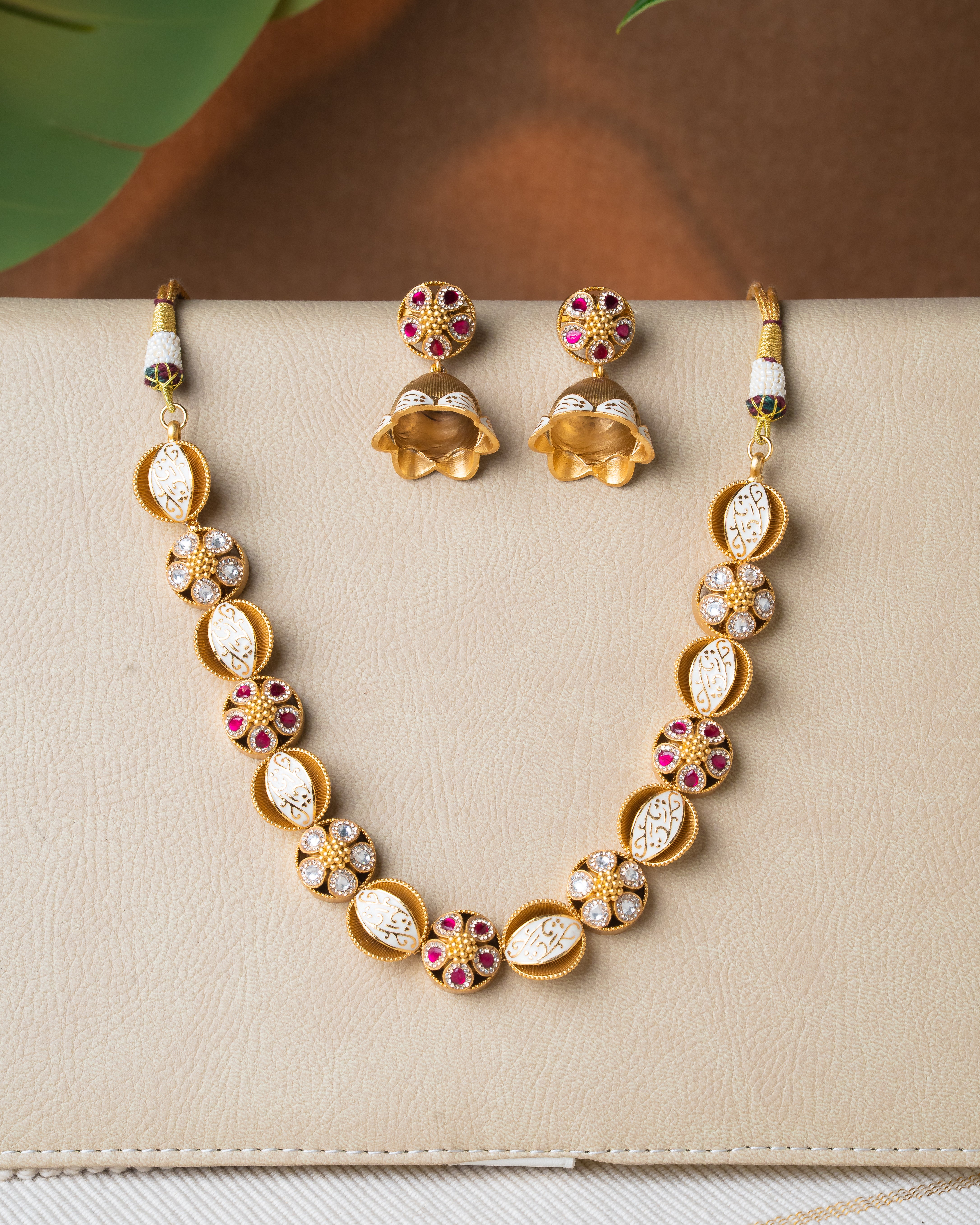 Victorian Kundan Ruby Necklace Set