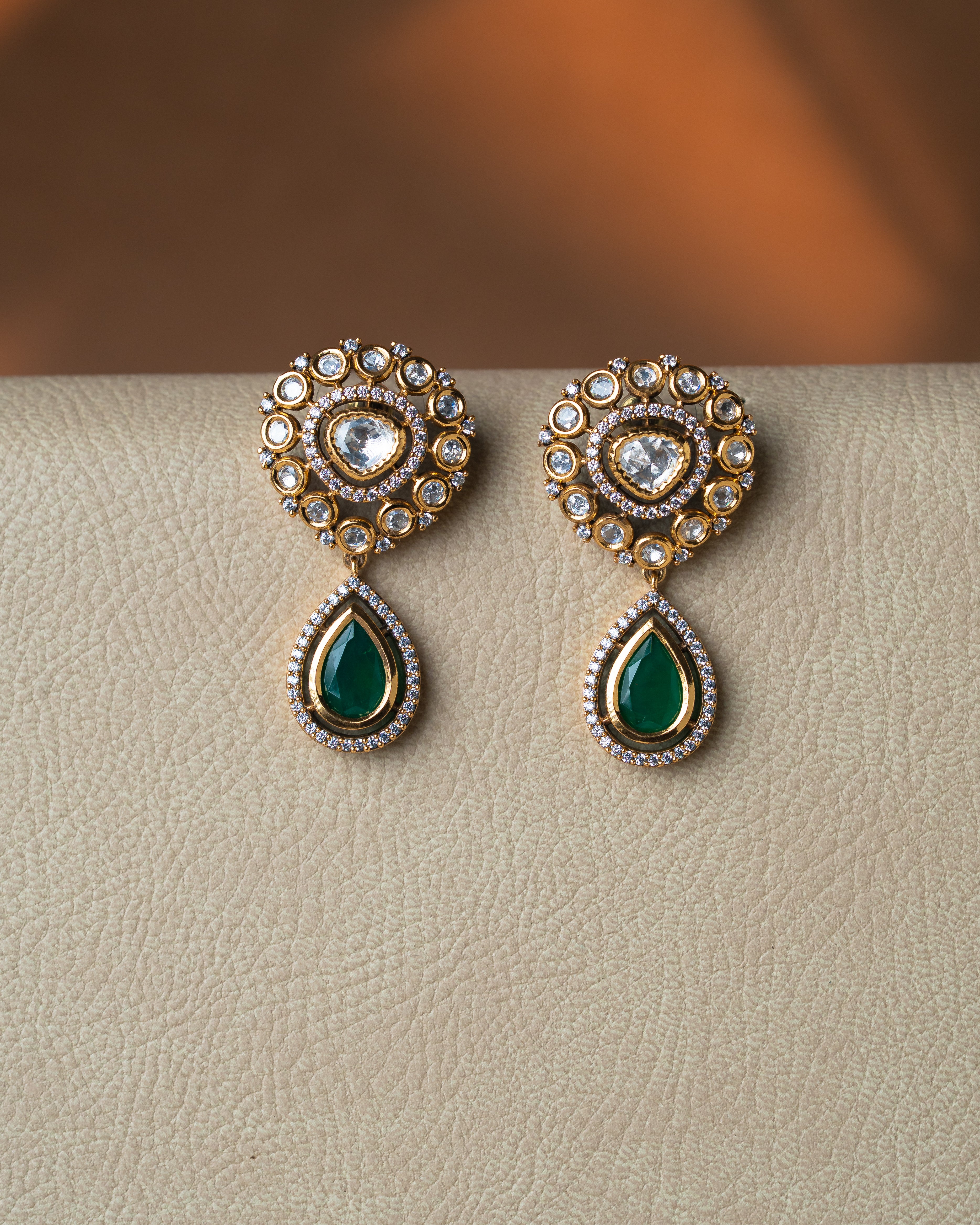 victorian kundan ruby drop necklace set