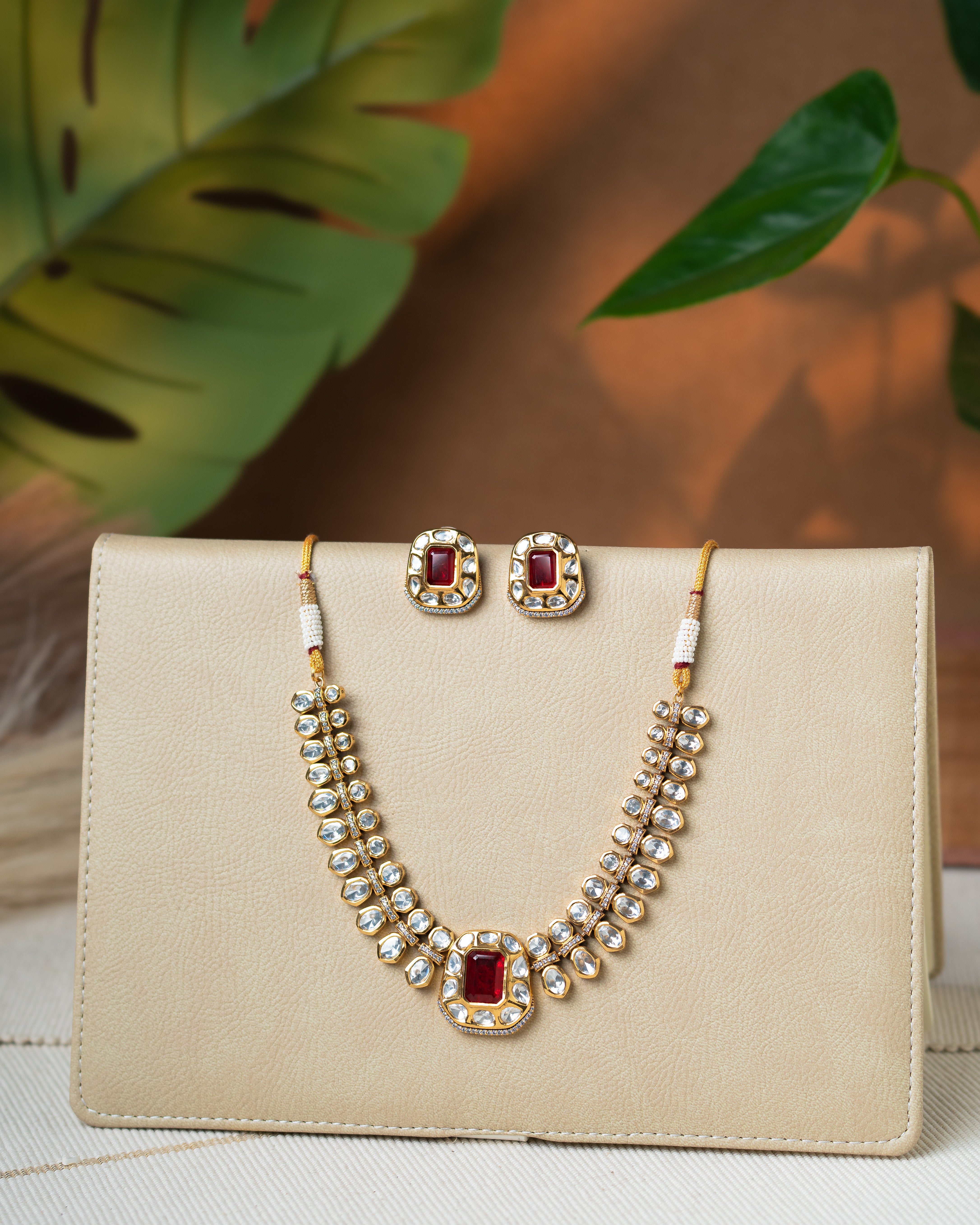 Victorian Kundan Diamond Fusion Necklace Set