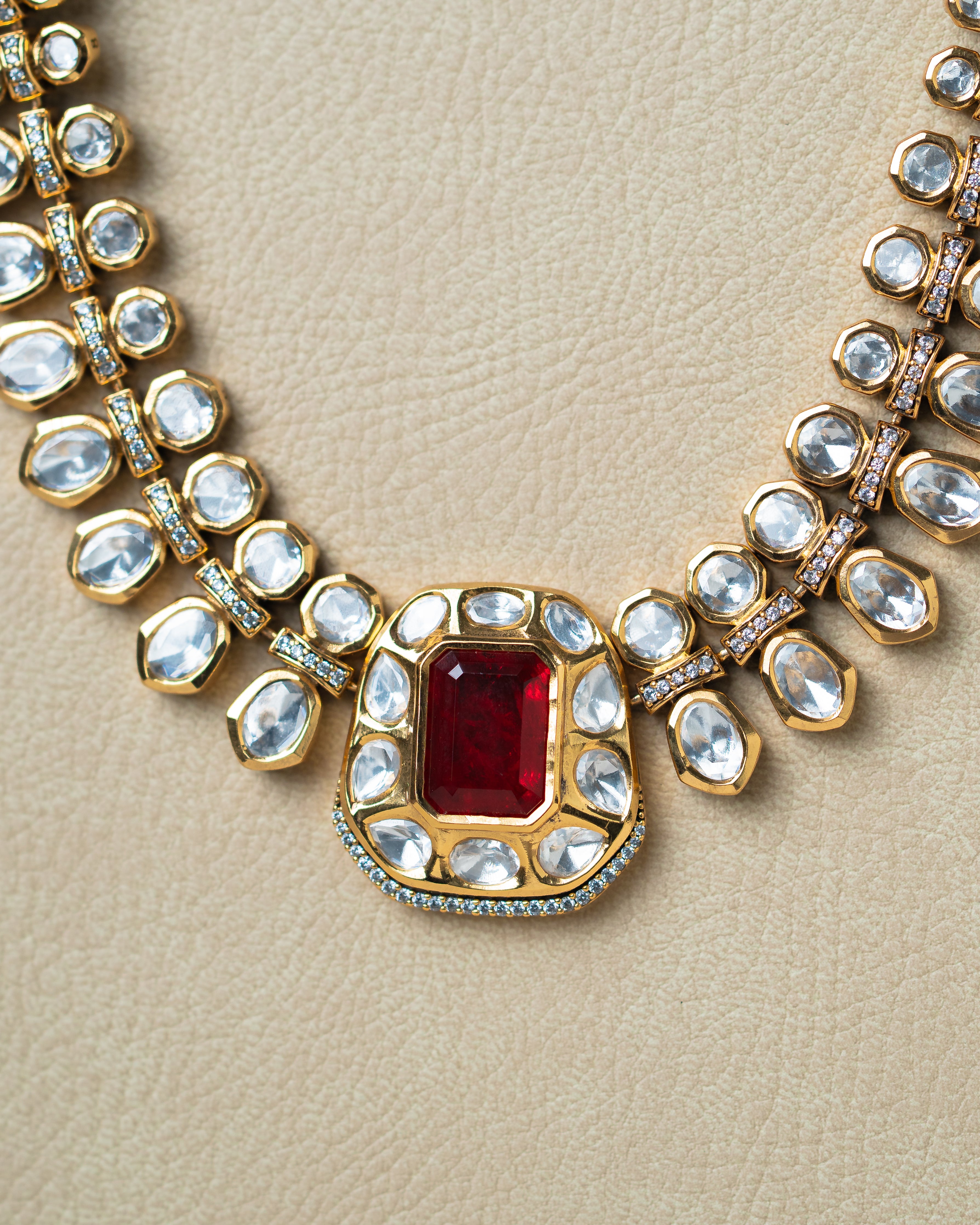 Victorian Kundan Diamond Fusion Necklace Set