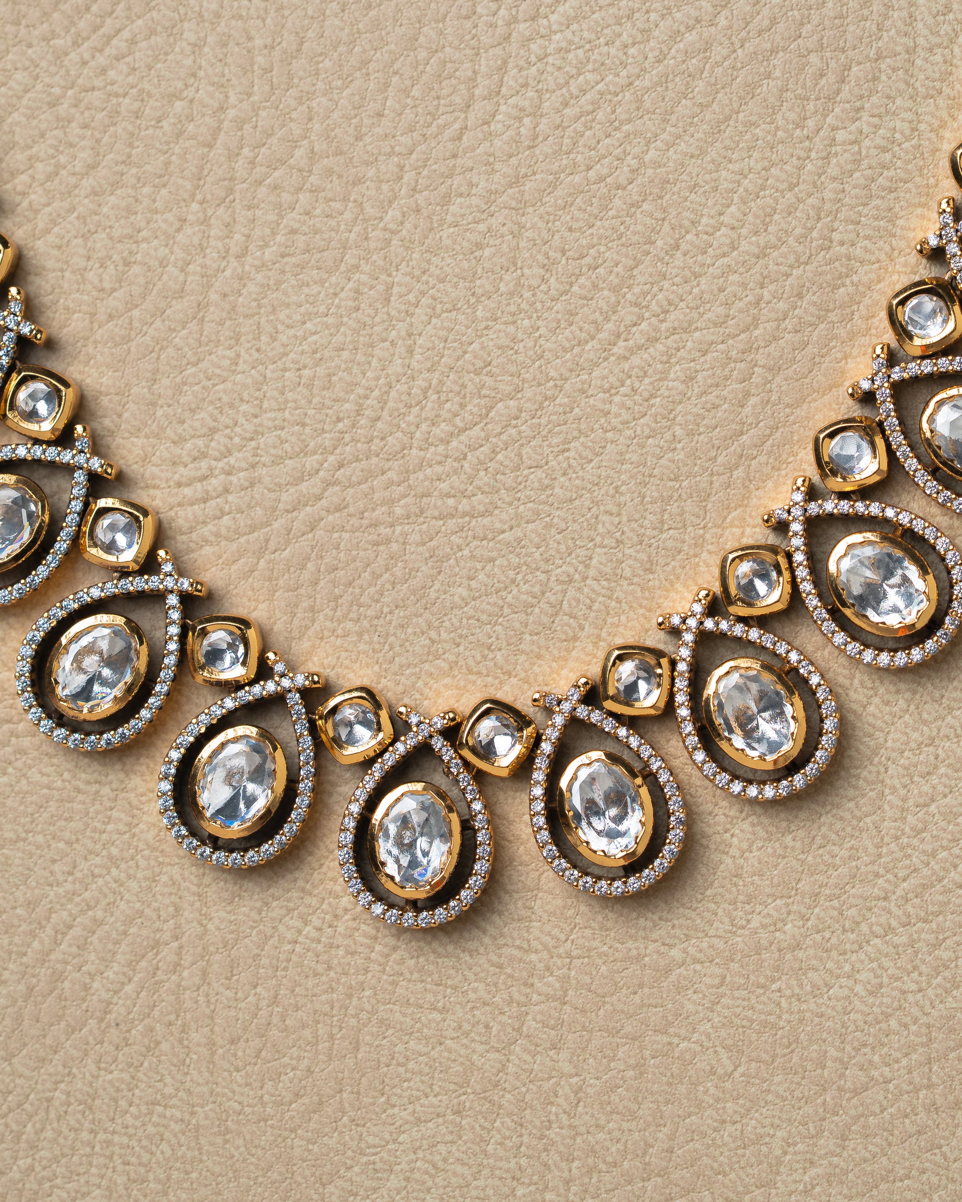 Kundan Diamond Victorian Necklace Set
