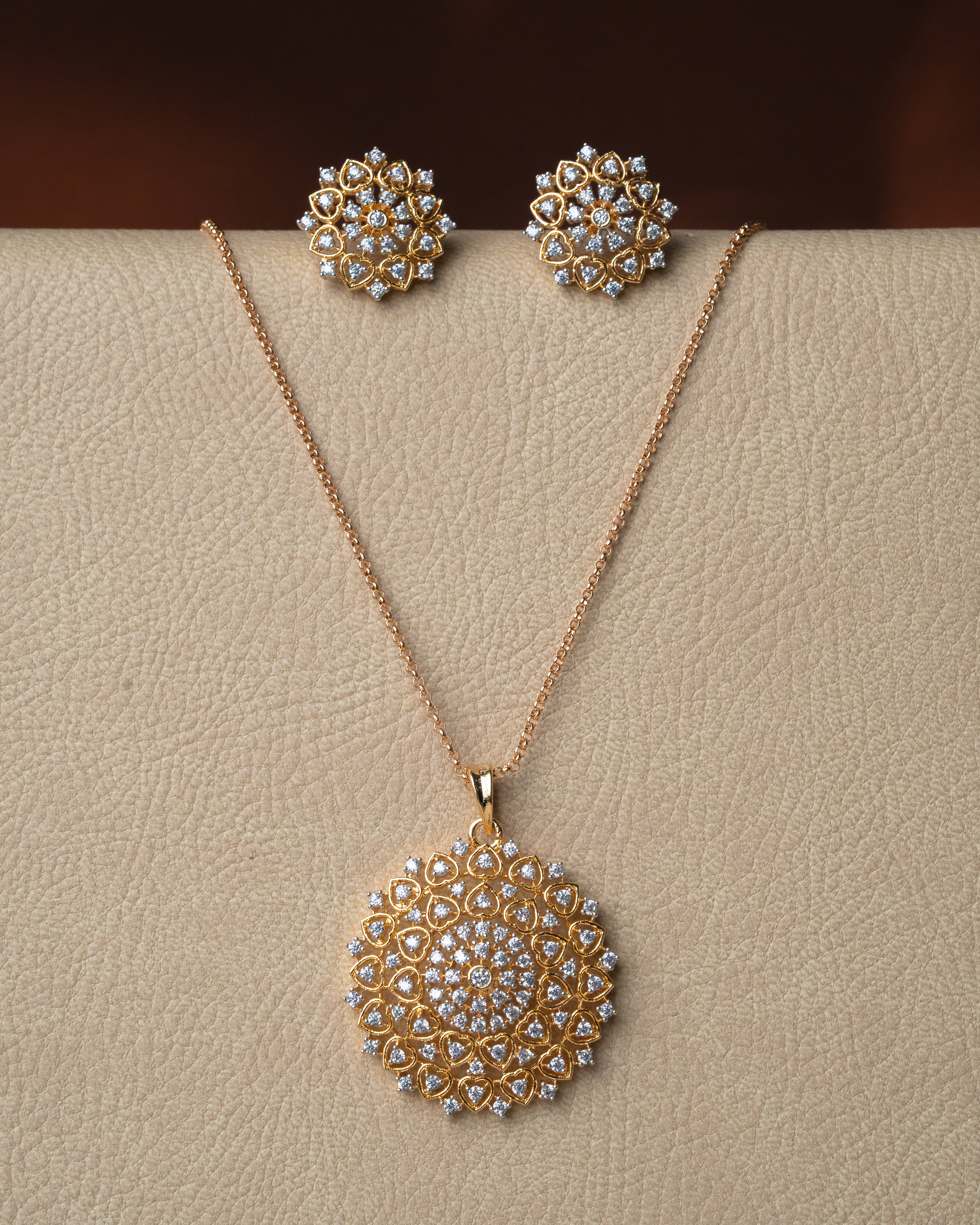 Floral Radiance Gold-Plated Necklace & Earring Set