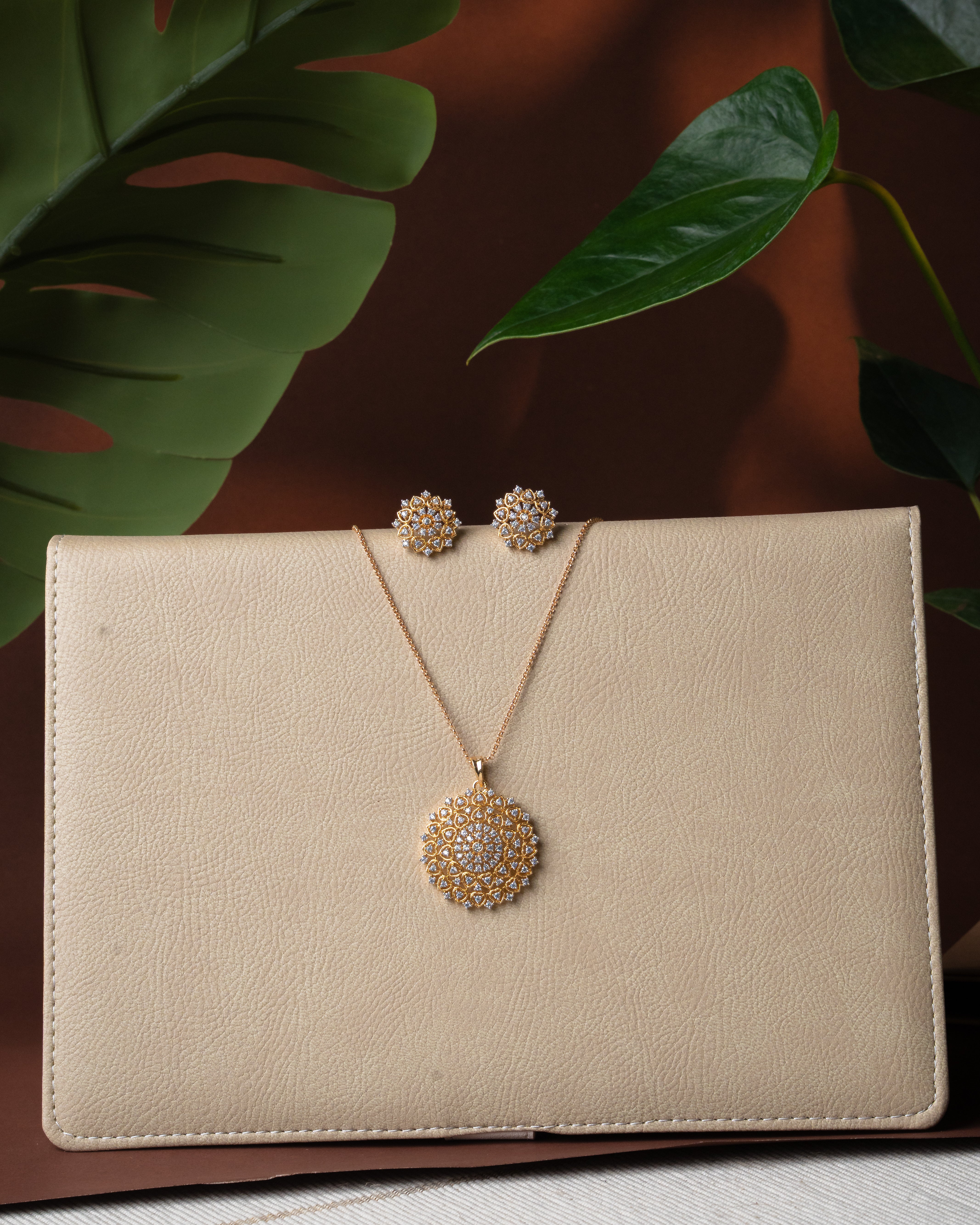 Floral Radiance Gold-Plated Necklace & Earring Set