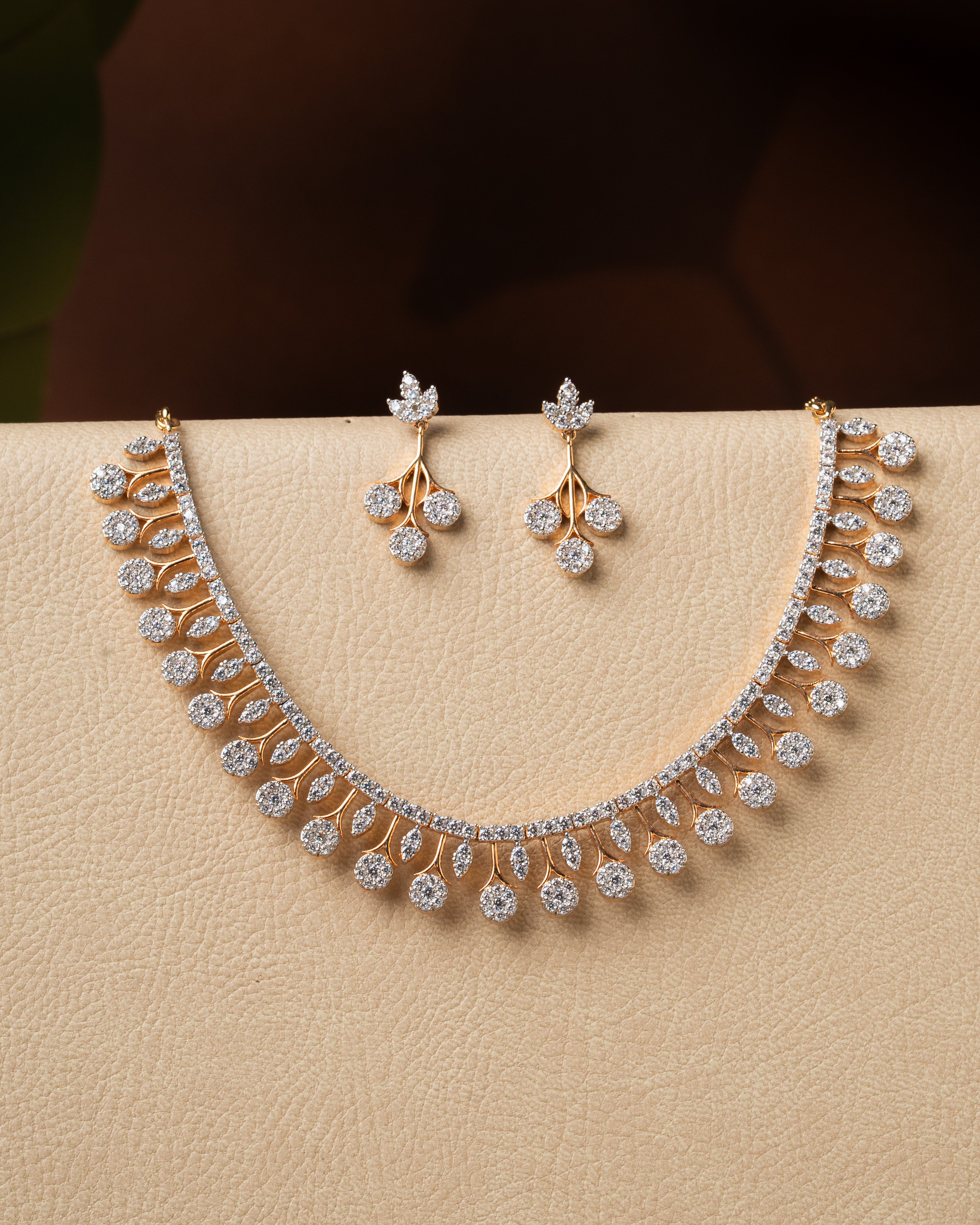 Blossom Glow Necklace Set - American Diamond