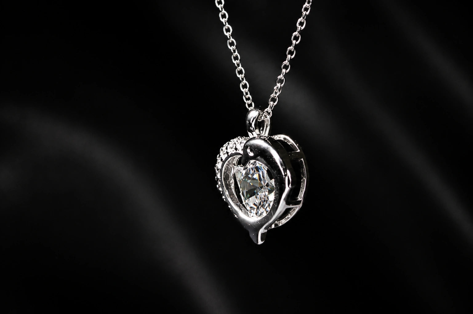 Dolphin Heart Crystal Pendant | Premium Lightweight Daily Wear | Anti-Tarnish Finish