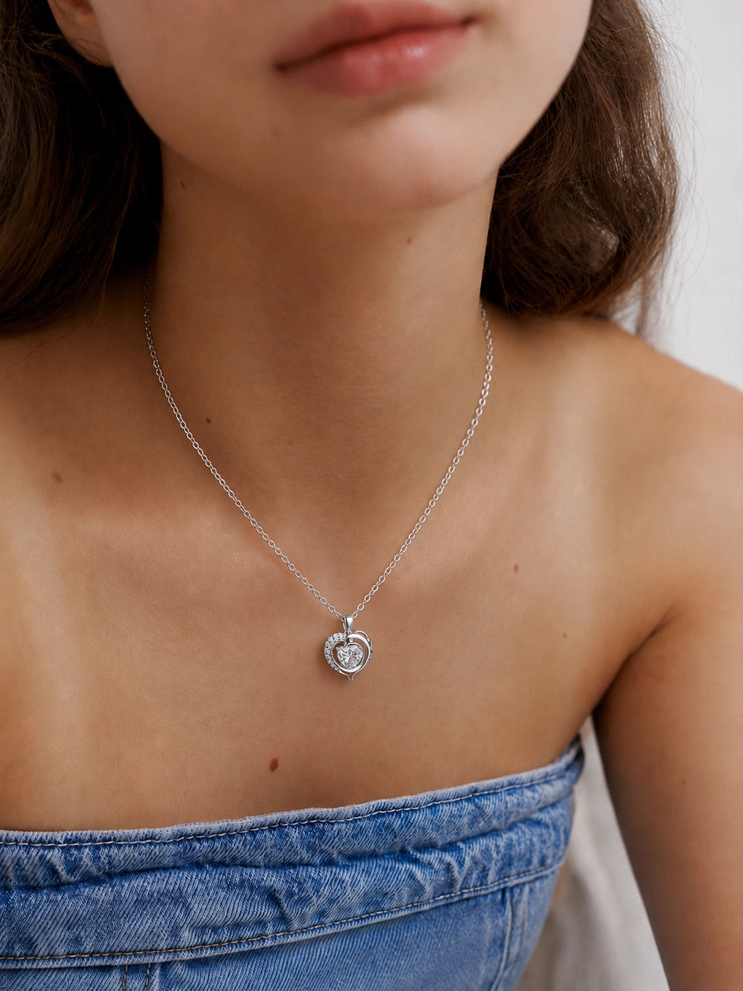 Dolphin Heart Crystal Pendant | Premium Lightweight Daily Wear | Anti-Tarnish Finish