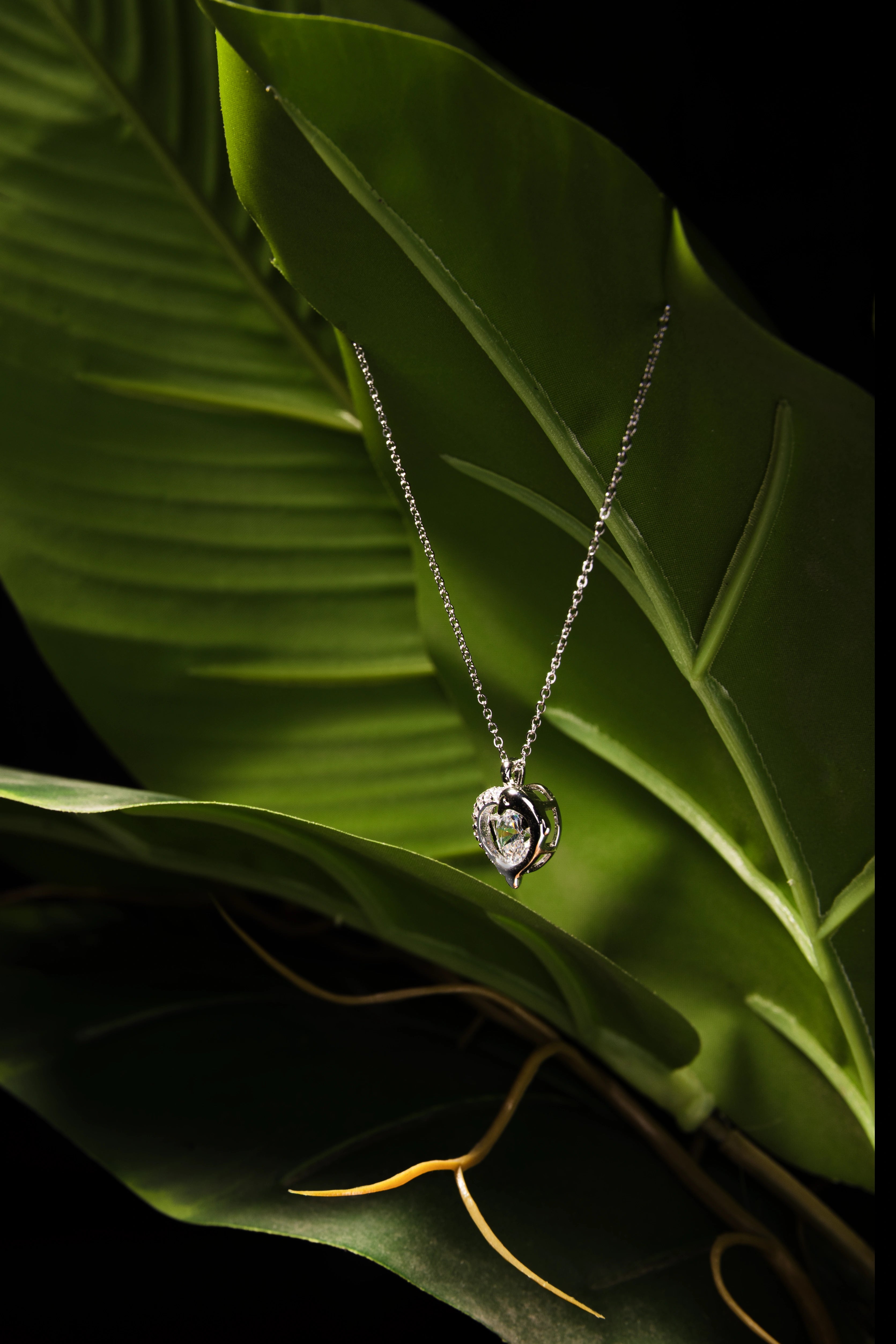 Dolphin Heart Crystal Pendant | Premium Lightweight Daily Wear | Anti-Tarnish Finish