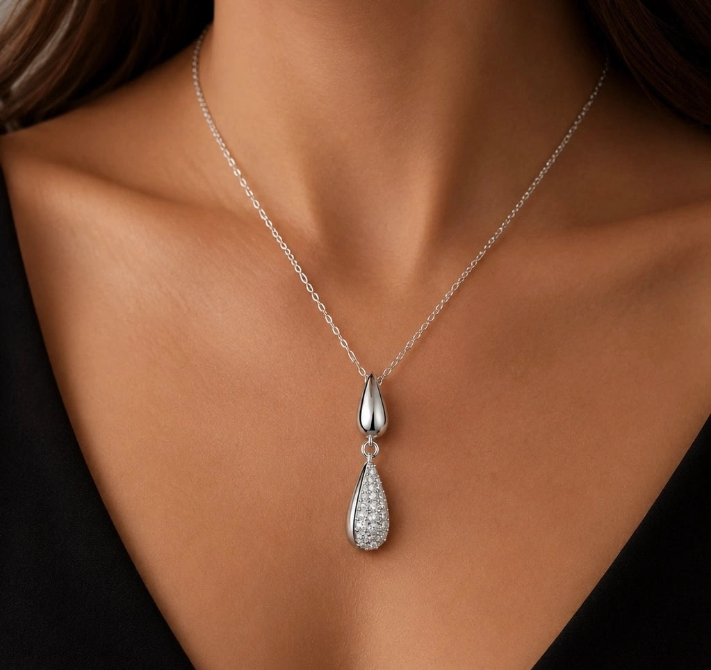 Elegant Teardrop Crystal Pendant | Delicate Daily Wear Jewellery | Premium Anti-Tarnish Finish